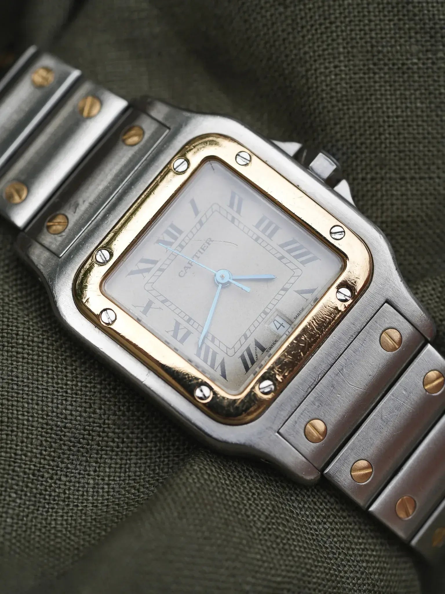 Montre Cartier Santos Galbée Vintage Or et Acier 1879 (Années 1990) - Atelier Victor
