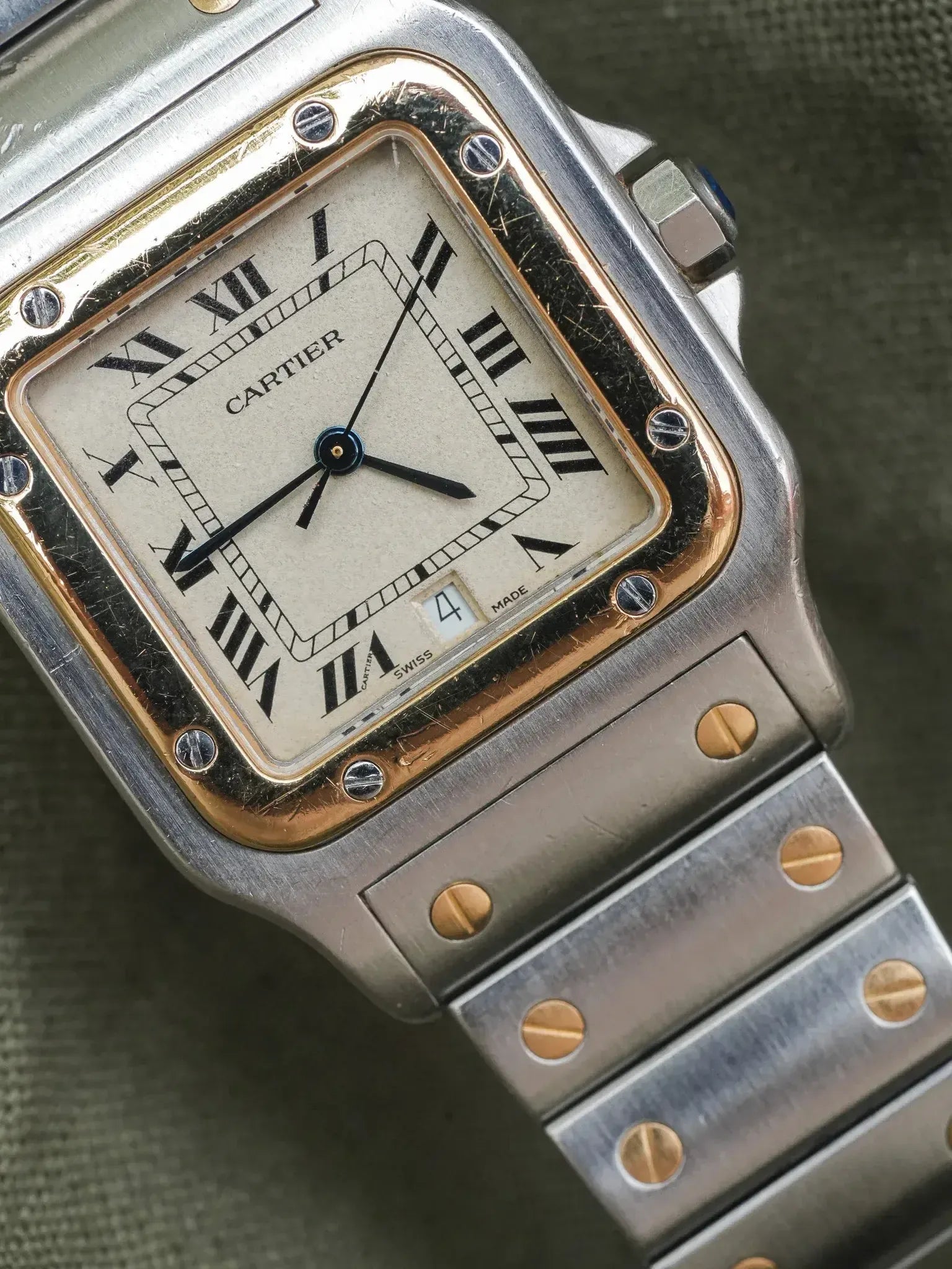Montre Cartier Santos Galbée Vintage Or et Acier 1879 (Années 1990) - Atelier Victor