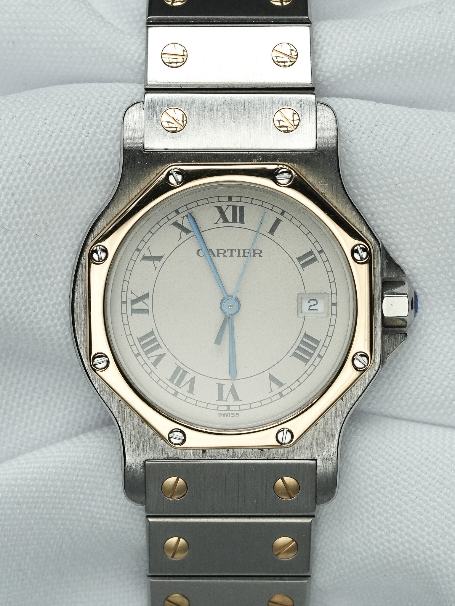 Montre Cartier Santos Octogonale Vintage - 29mm Acier Or Quartz (1980s) - Atelier Victor