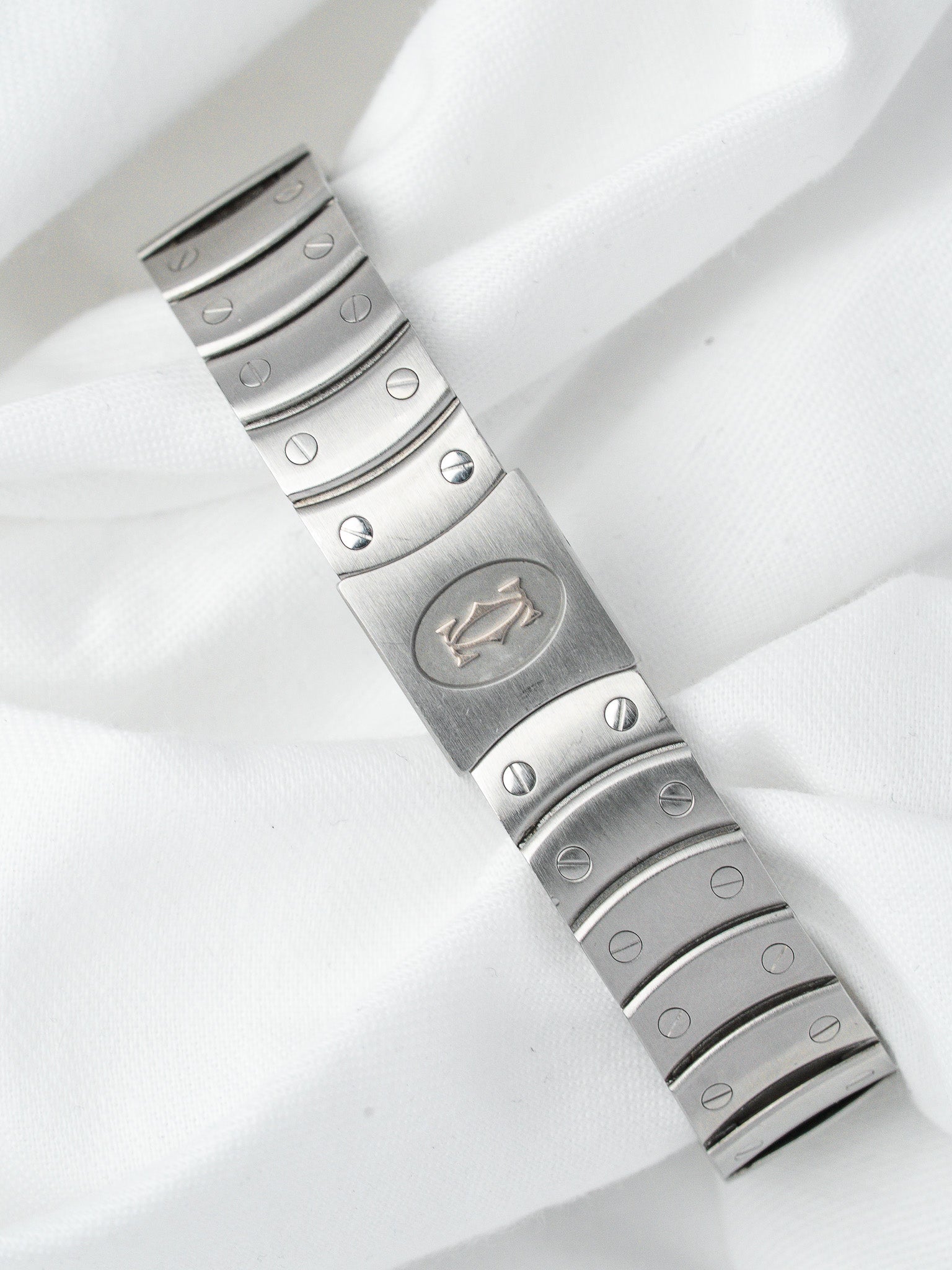Omega vintage bracelet in brushed steel with iconic logo on clasp