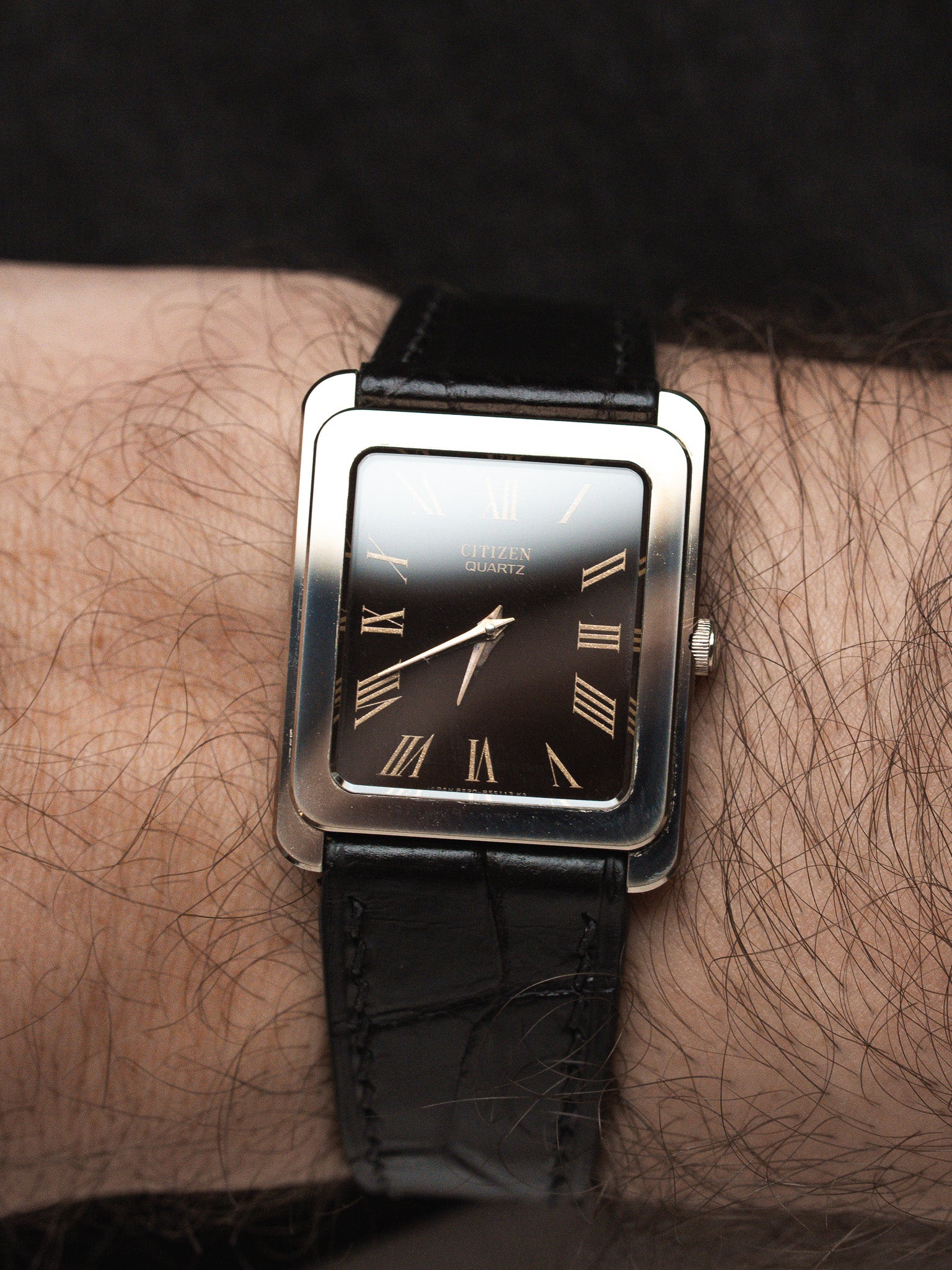 Montre Citizen Vintage - Tank Chocolat Bronze (1987) - Atelier Victor