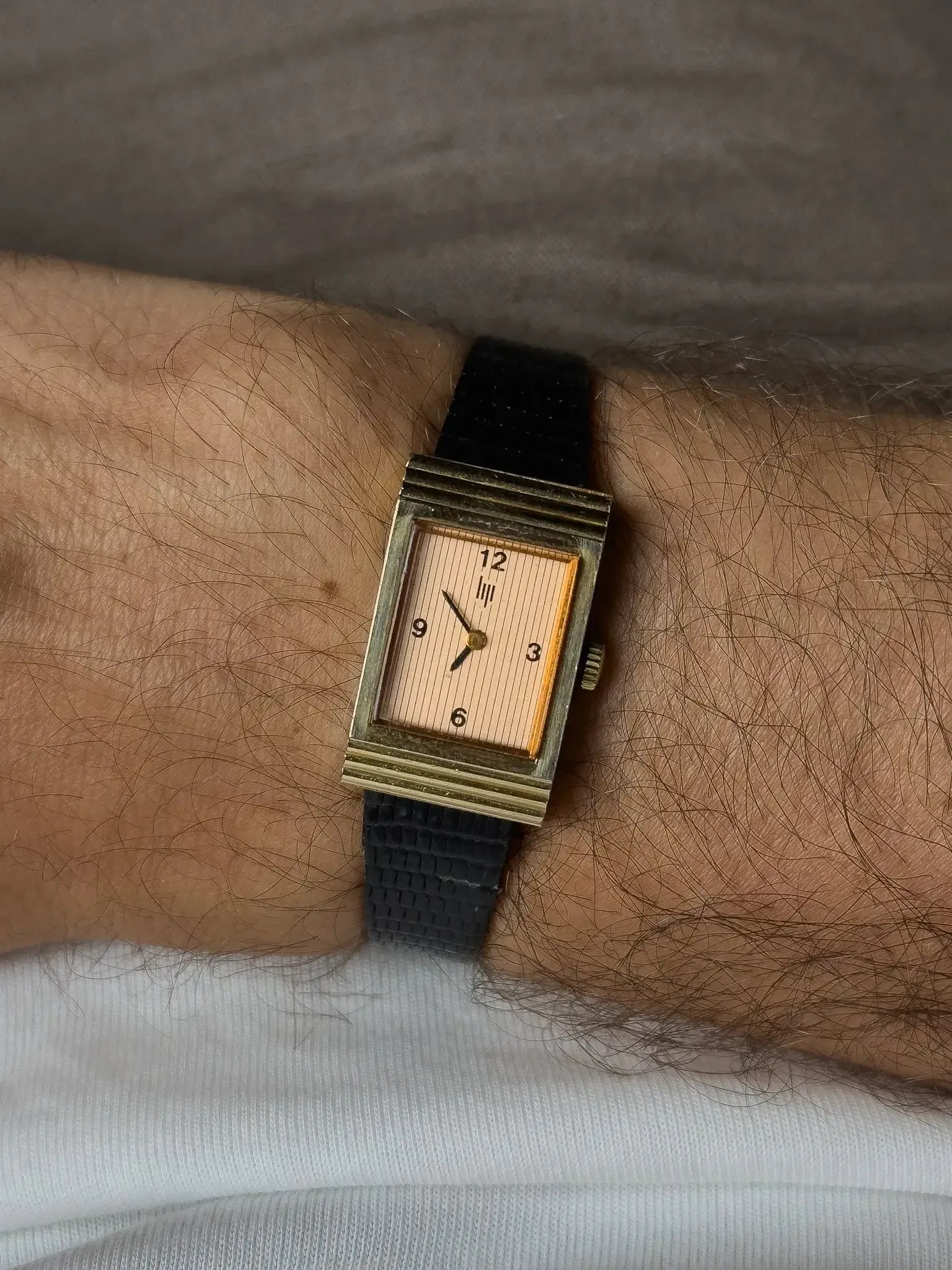 Montre Lip Vintage Tank Cadran Saumon - Plaqué Or Manuel (Années 1970) - Atelier Victor