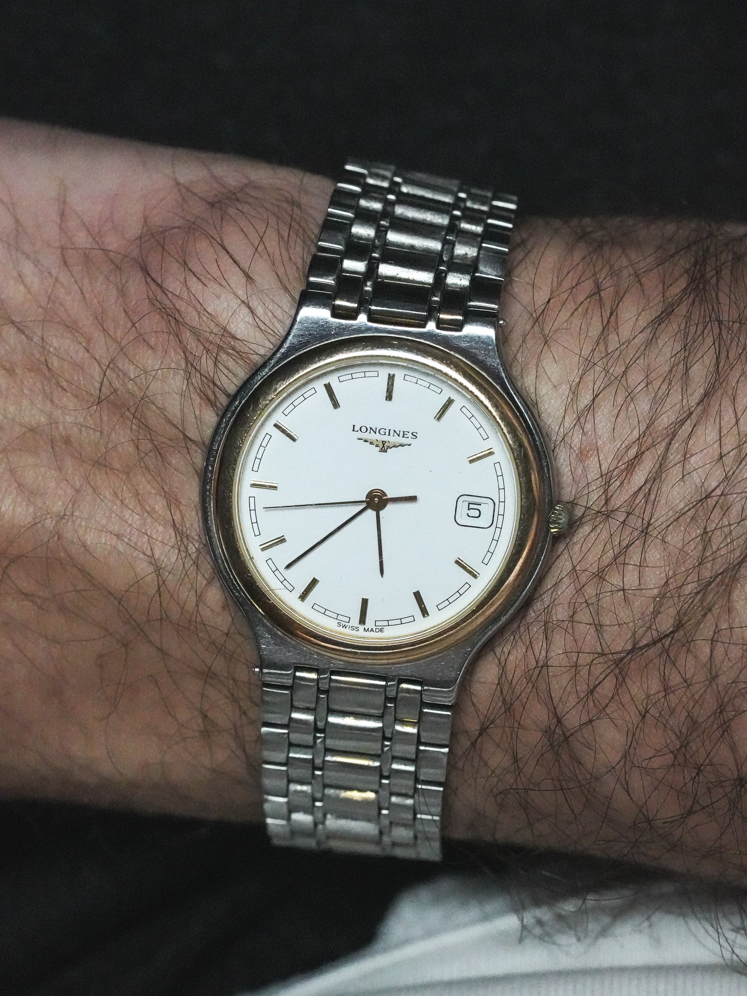Longines Flagship Vintage Watch - Round Gold Link Steel (1980s)