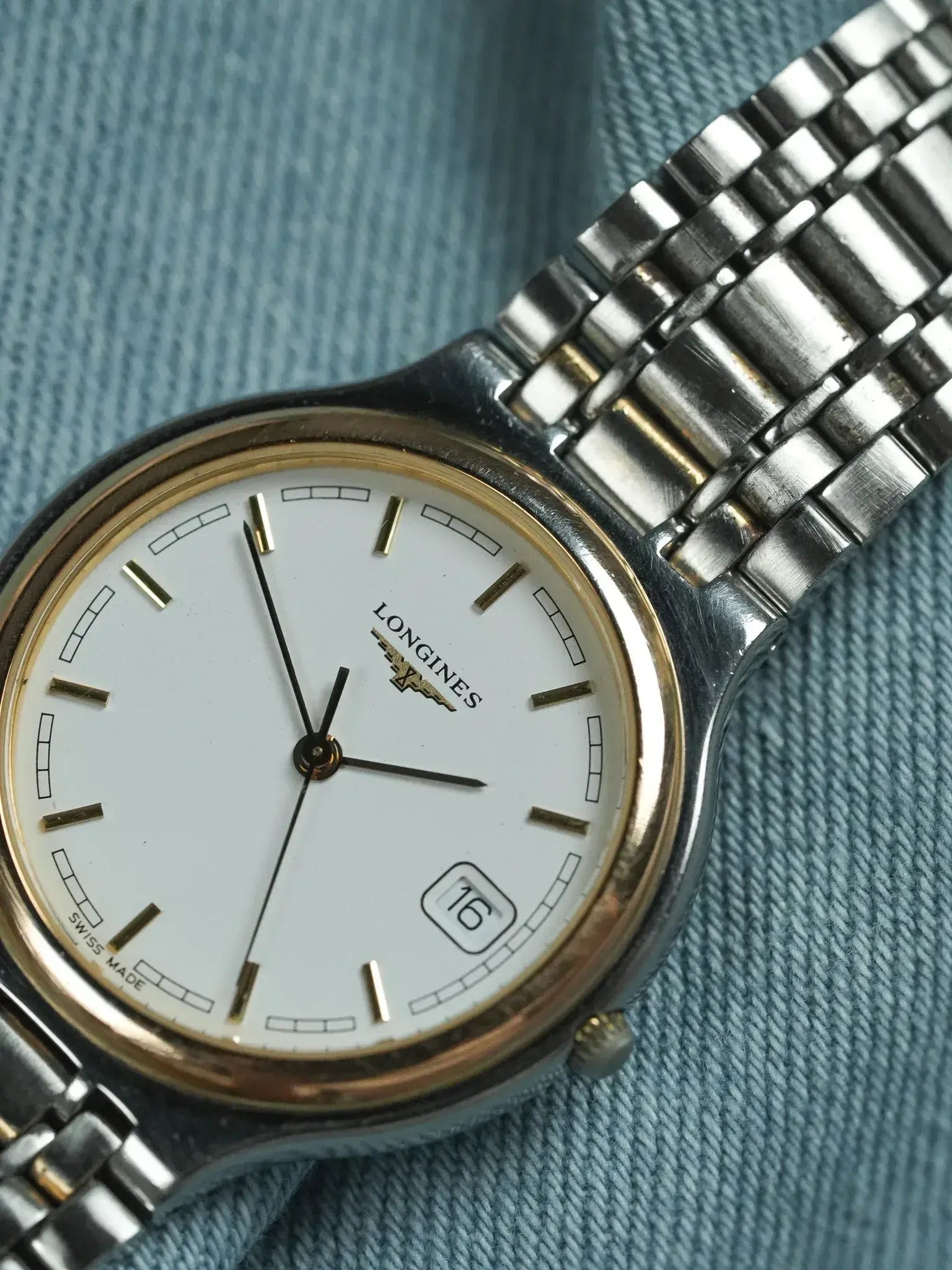 Montre Longines Flagship Vintage - Ronde Or Maille Acier (Années 1980) - Atelier Victor