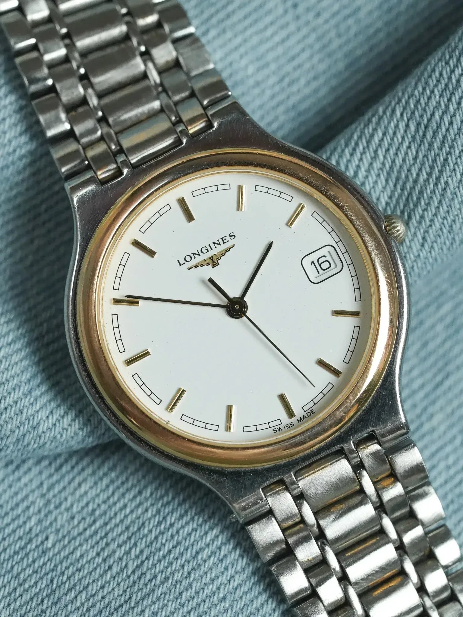 Montre Longines Flagship Vintage - Ronde Or Maille Acier (Années 1980) - Atelier Victor