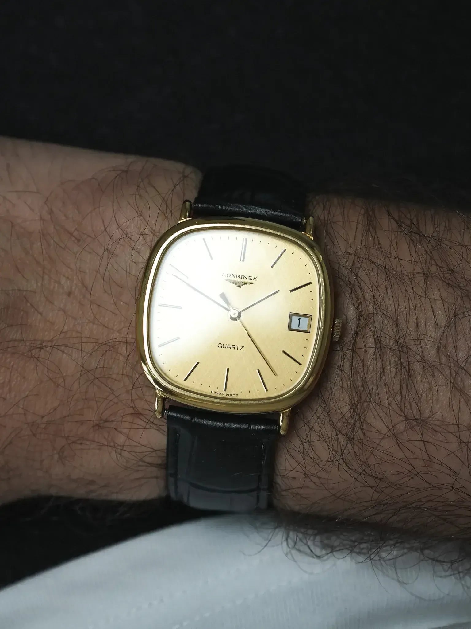 Montre Longines Vintage (1980s) - TV Date plaqué or Cadran lin - Atelier Victor