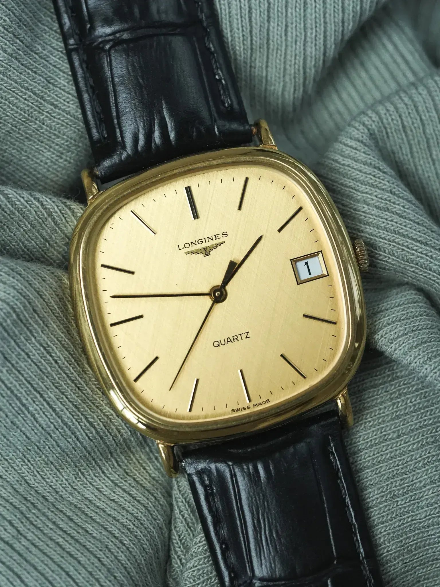 Montre Longines Vintage (1980s) - TV Date plaqué or Cadran lin - Atelier Victor