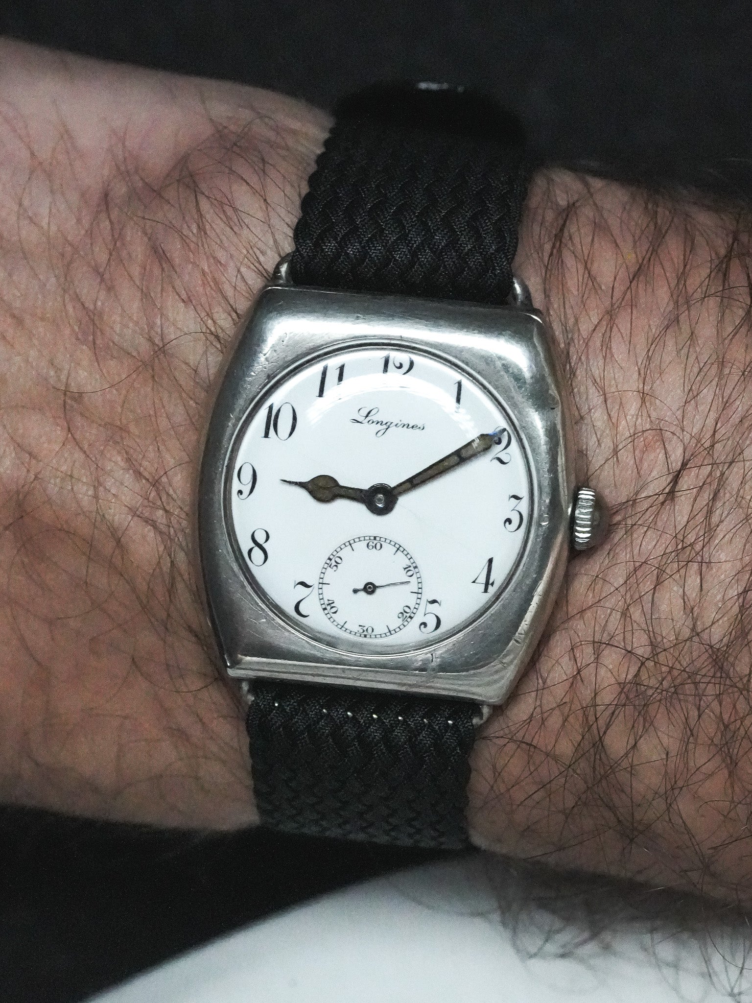 Longines Vintage - Cushion Silver Enamel Trench Watch WWI (1915)