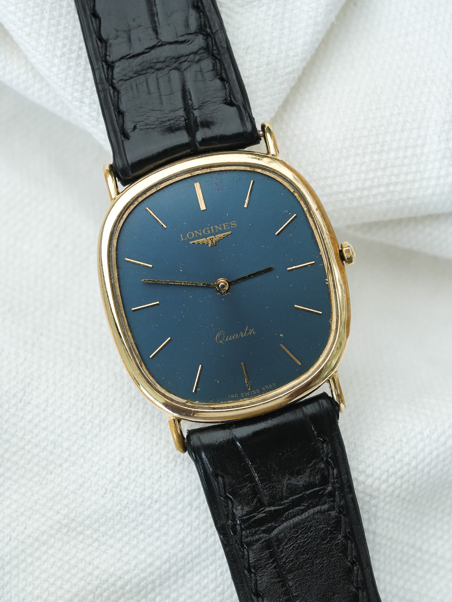 Montre Longines Vintage - Ellipse Bleu nuit patiné (1980) - Atelier Victor