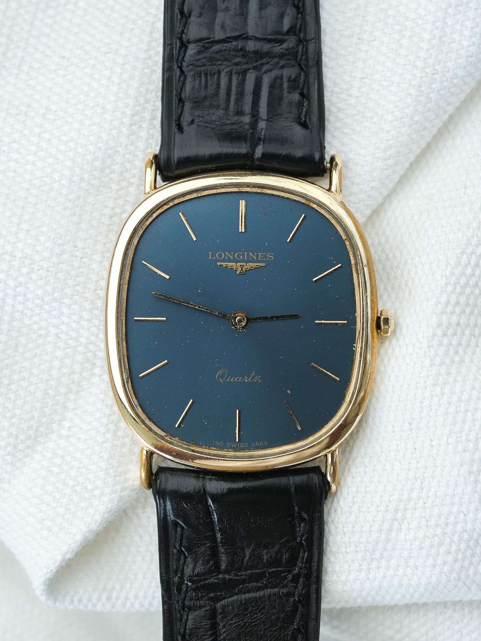 Montre Longines Vintage - Ellipse Bleu nuit patiné (1980) - Atelier Victor