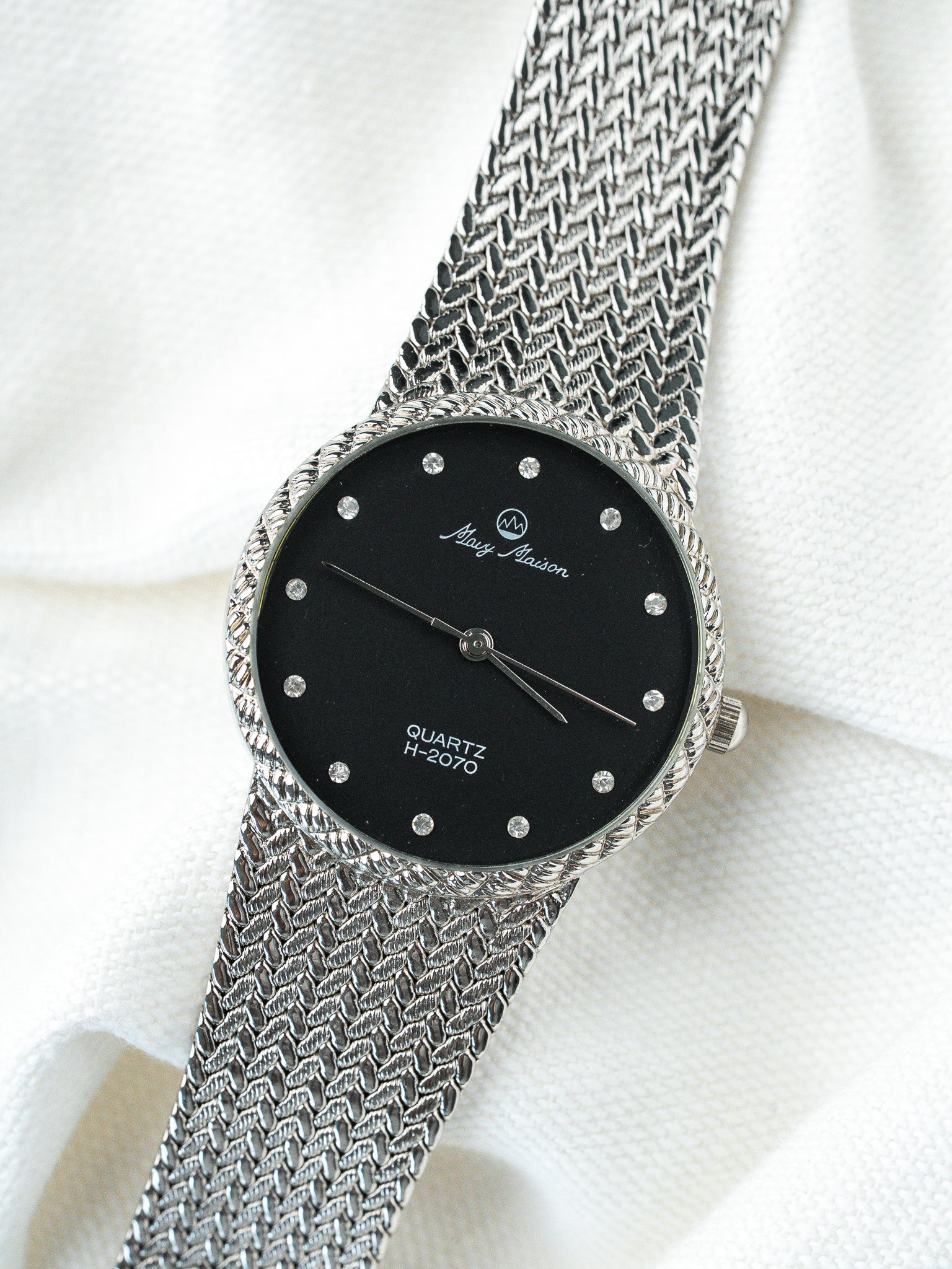 Montre Mavy Maison Vintage - Bracelet intégré Acier Noir (Années 1980) - Atelier Victor