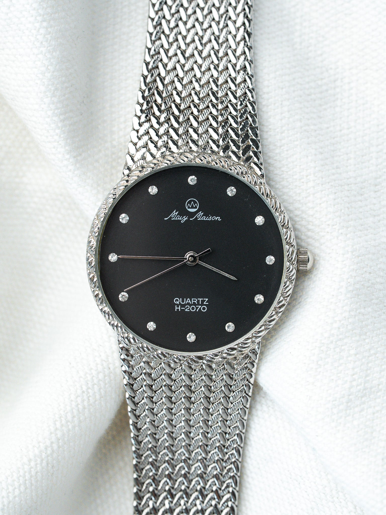 Montre Mavy Maison Vintage - Bracelet intégré Acier Noir (Années 1980) - Atelier Victor