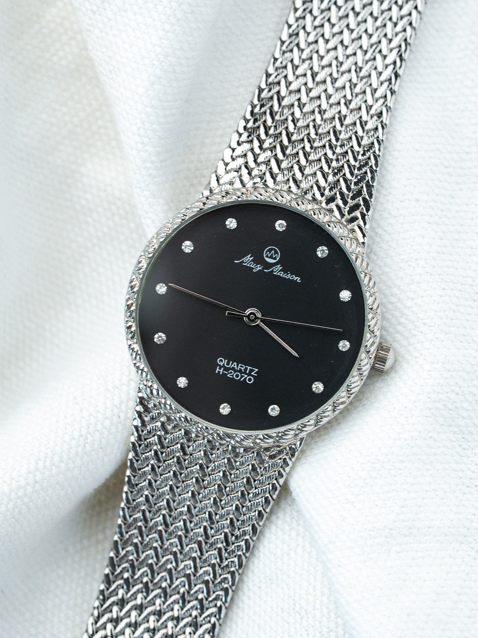 Montre Mavy Maison Vintage - Bracelet intégré Acier Noir (Années 1980) - Atelier Victor