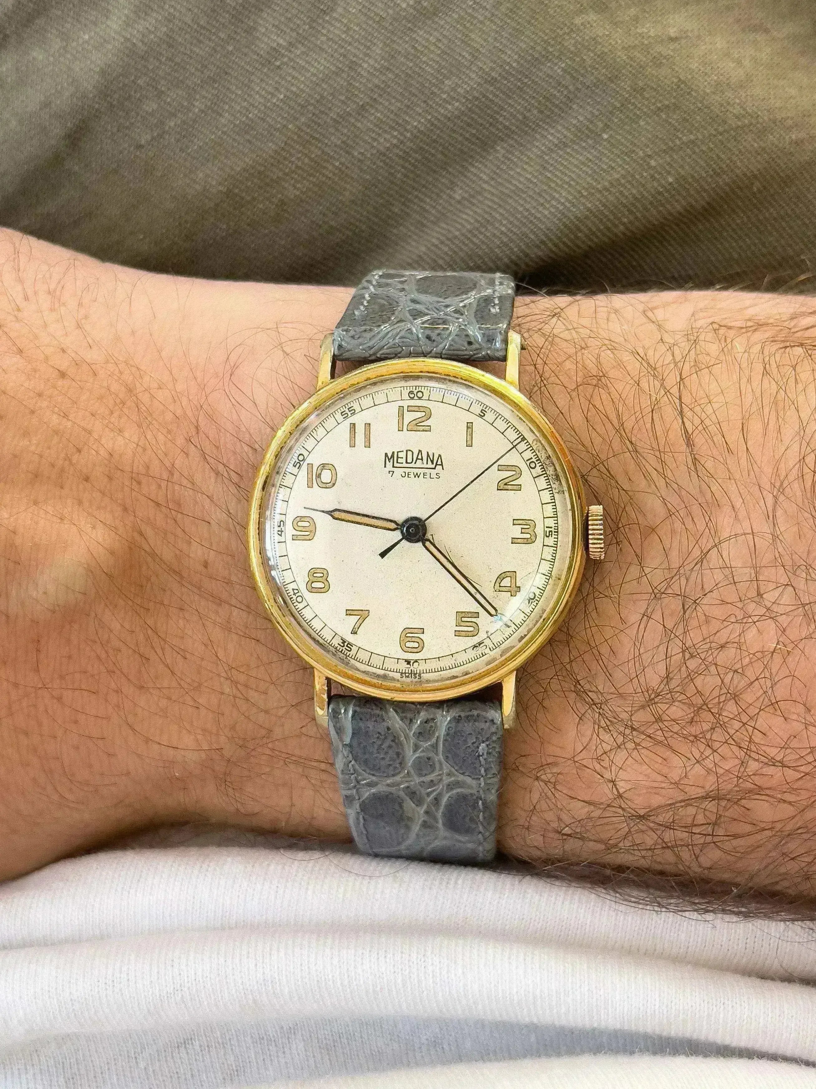 Montre Medana Vintage - militaire plaqué or (Année 1940) - Atelier Victor