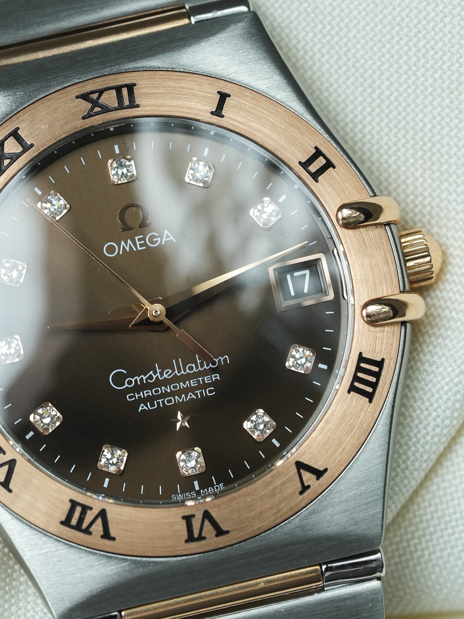 Reloj Omega Constellation 1301.60.00 - Acero Oro Rosa Chocolate Diamantes (Años 2000)