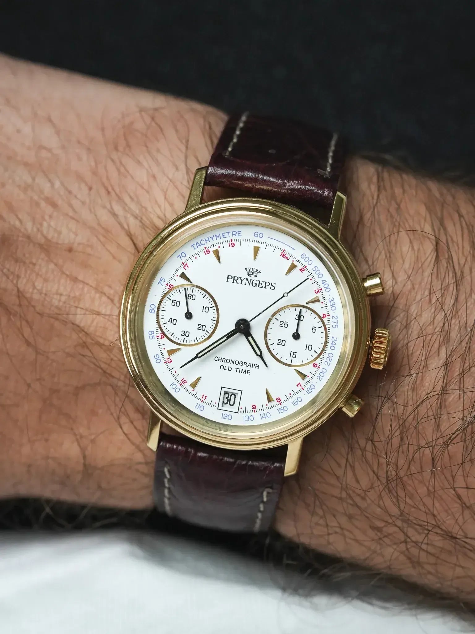 Montre Pryngeps Vintage Chronograph - Plaqué Or Manuel (Années 1980)