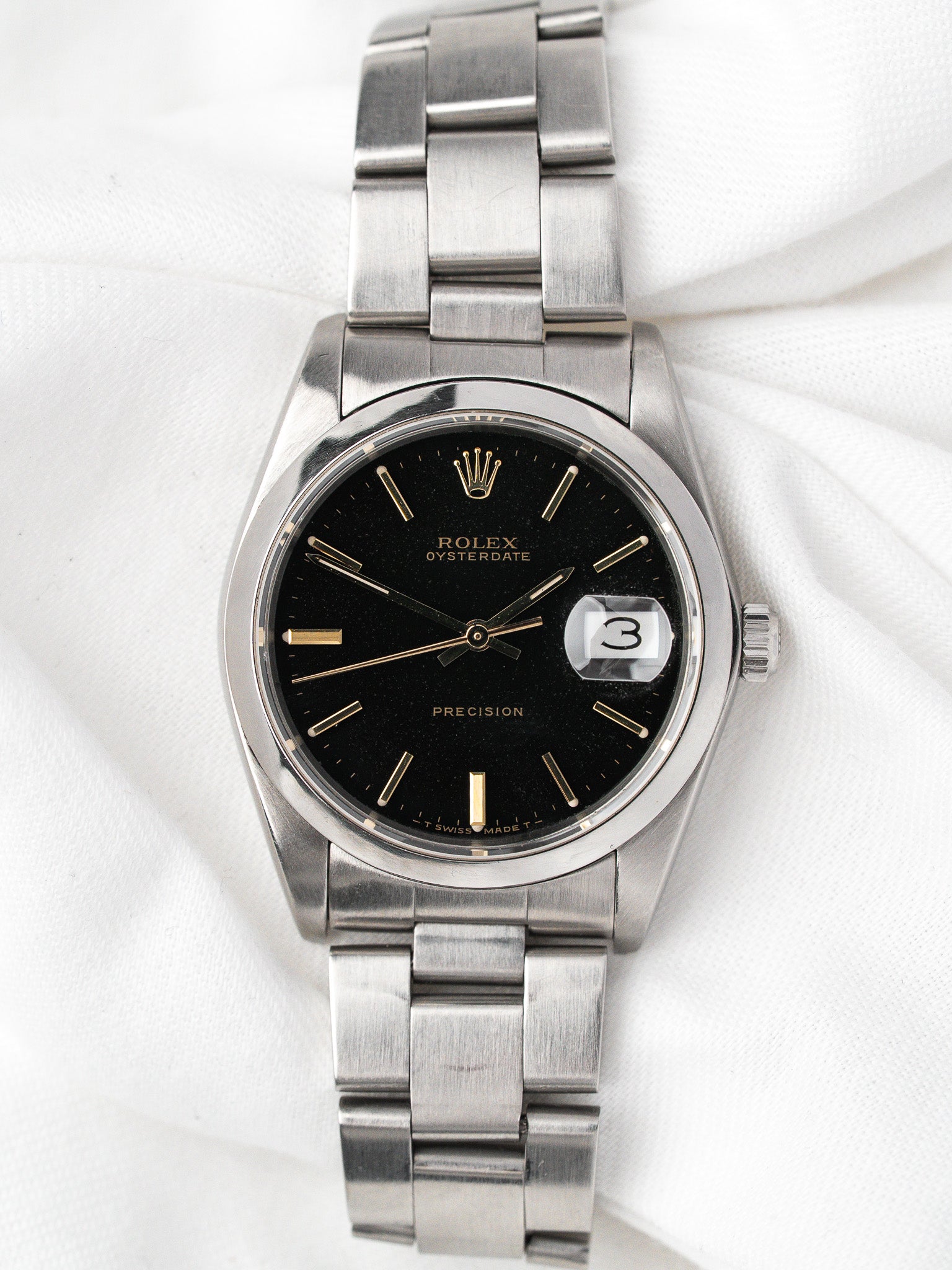 Montre Rolex Vintage Oysterdate 6694 — Cadran Noir Or (1976)