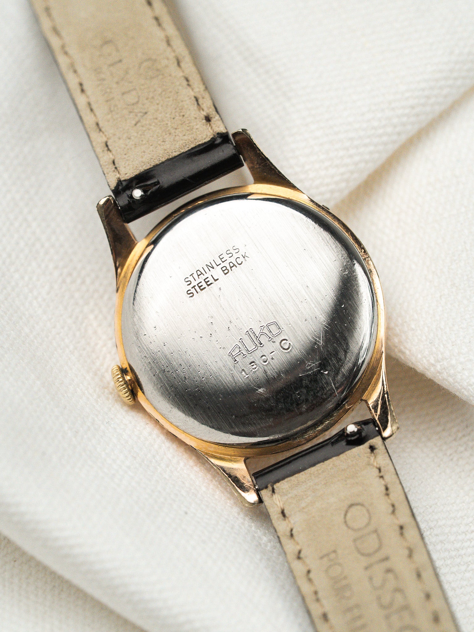 Vintage Ruko Triple Calendar Rose Gold-Plated Watch — Swiss (1950s)