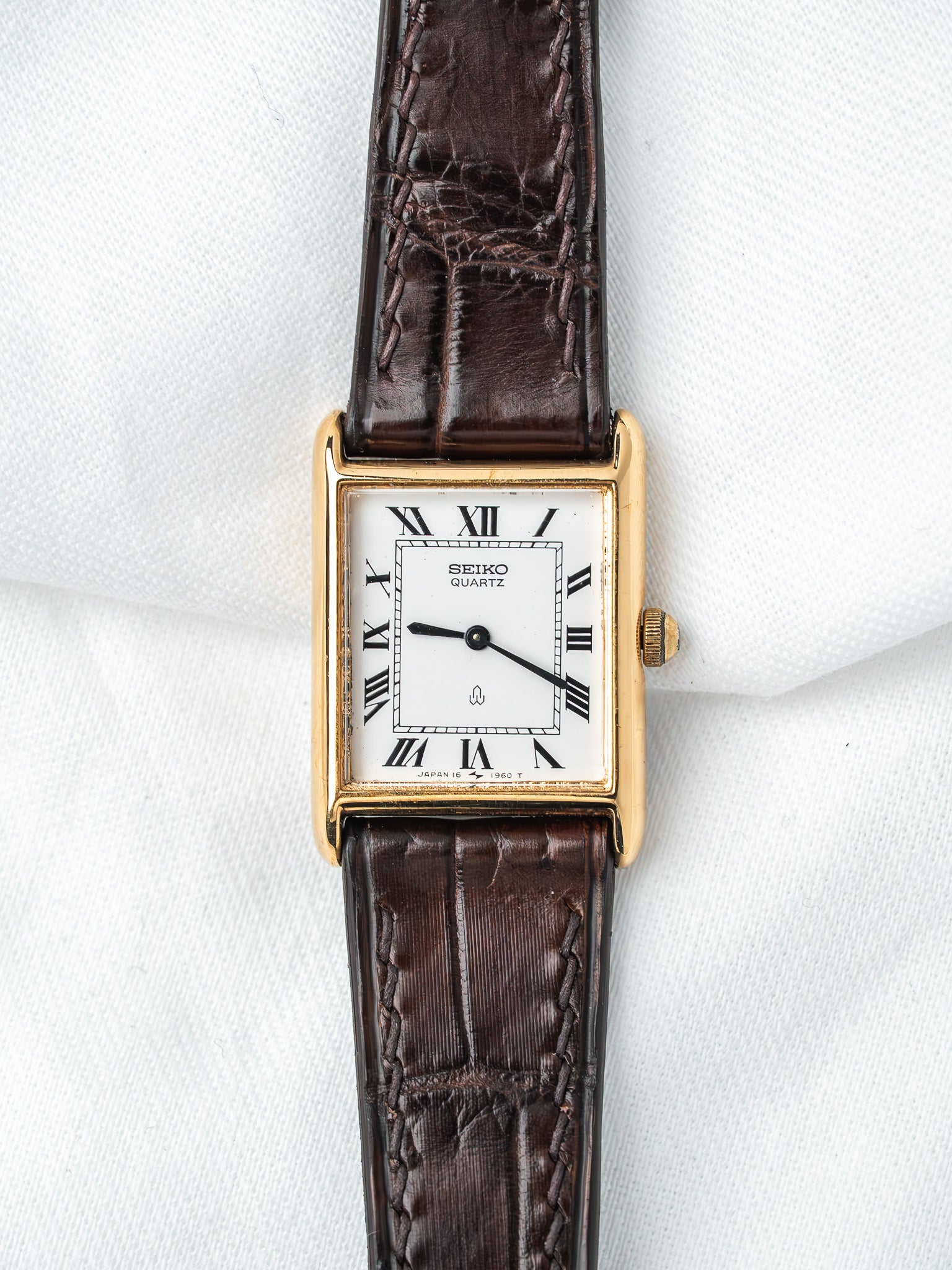 Montre Seiko 1600-6040 Plaqué Or — Cadran Romain (1988)