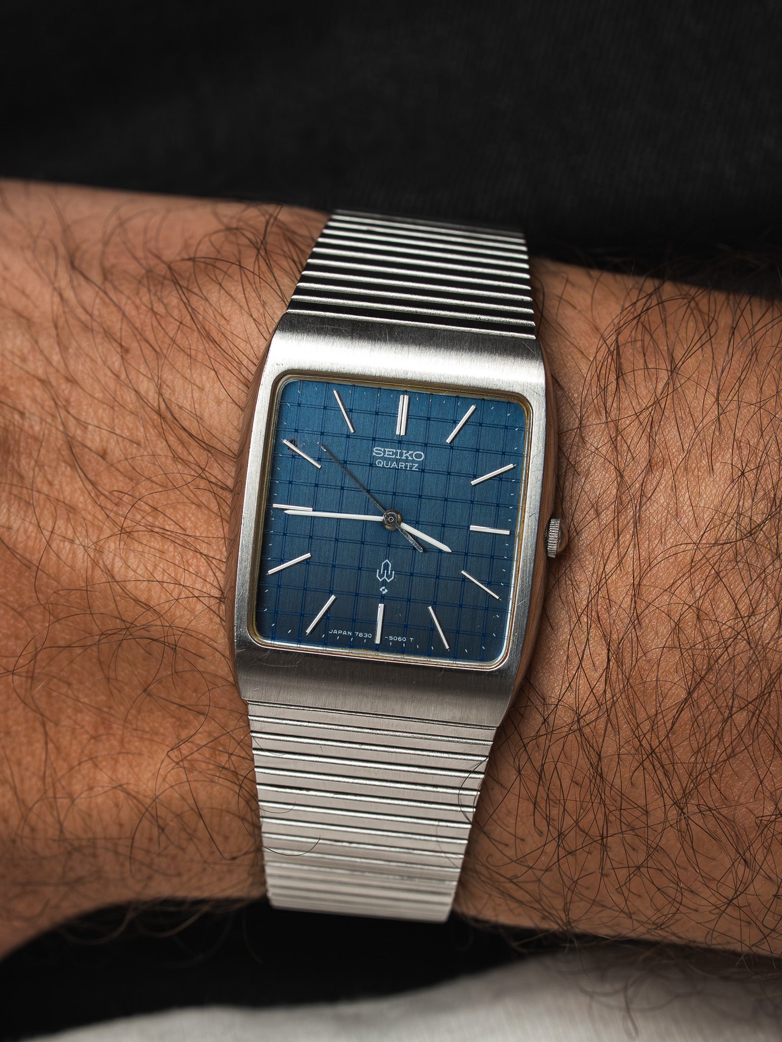 Seiko Dolce Reloj 7830-5050 Acero — Esfera Azul Cuadriculada (1988)