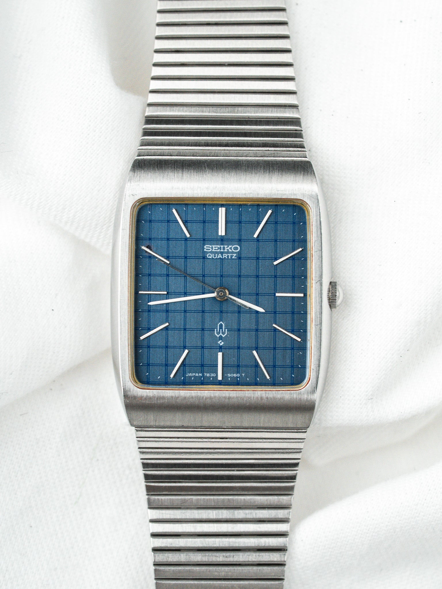 Seiko Dolce Reloj 7830-5050 Acero — Esfera Azul Cuadriculada (1988)