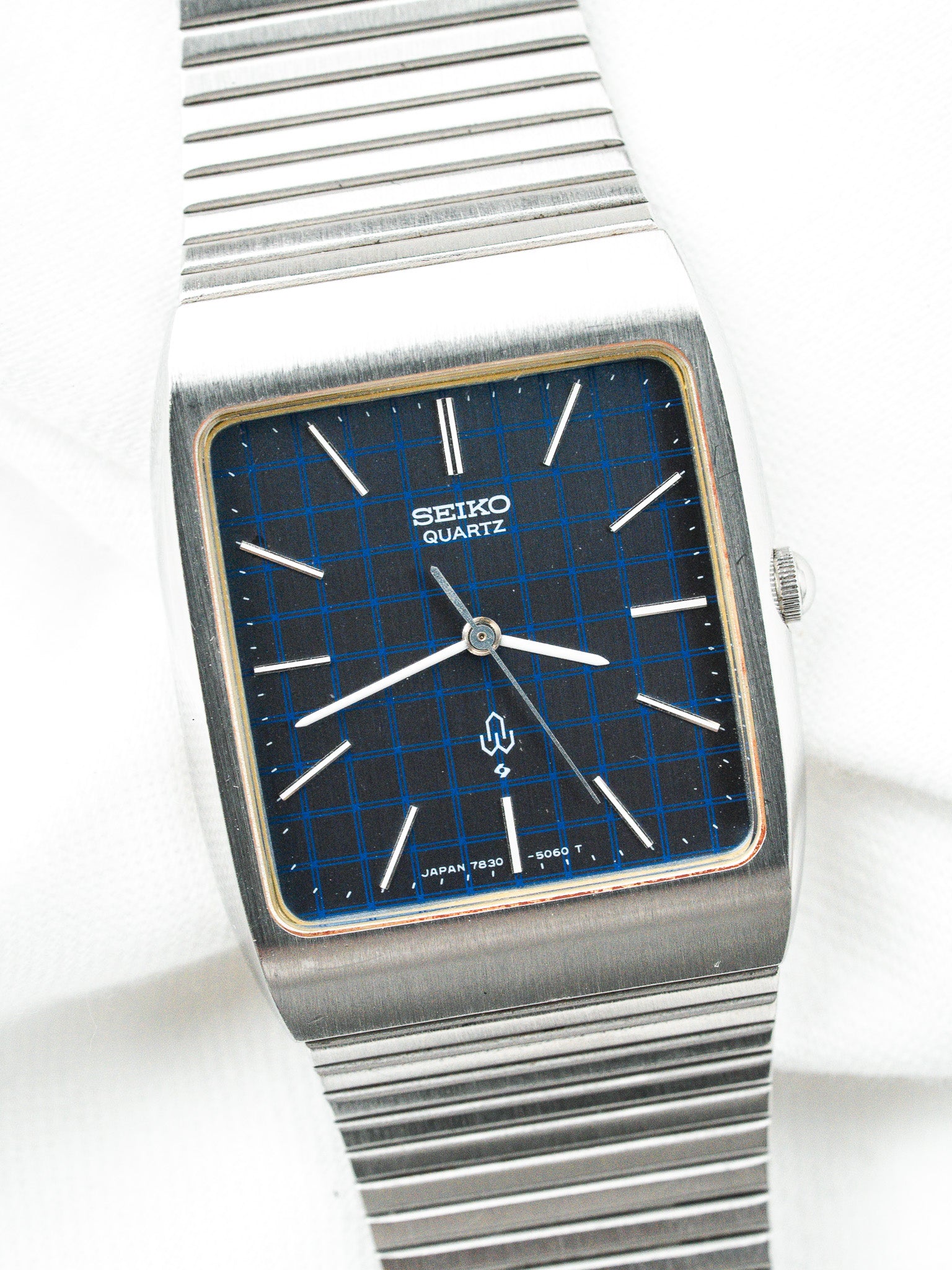 Seiko Dolce Reloj 7830-5050 Acero — Esfera Azul Cuadriculada (1988)