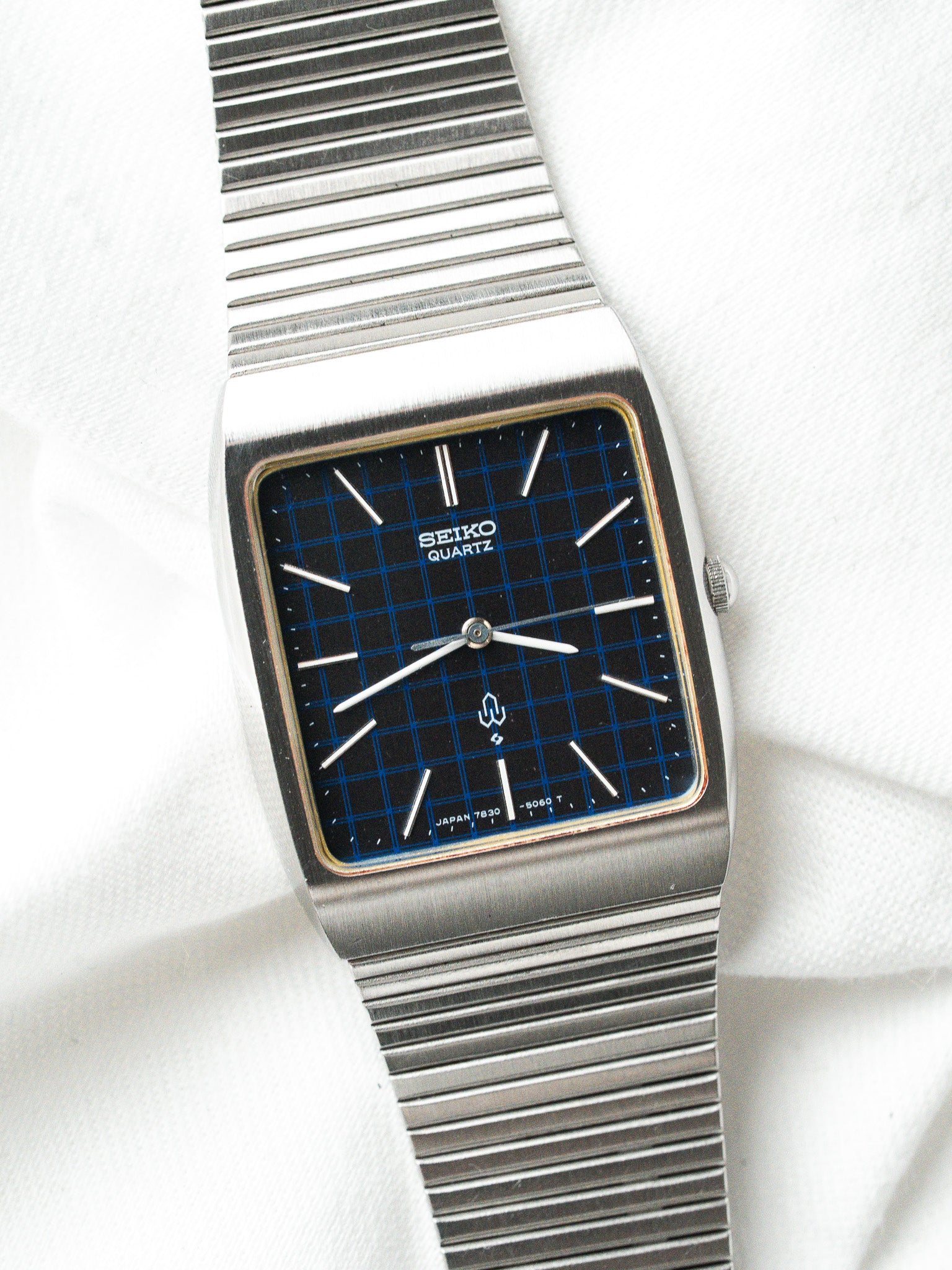 Seiko Dolce Reloj 7830-5050 Acero — Esfera Azul Cuadriculada (1988)