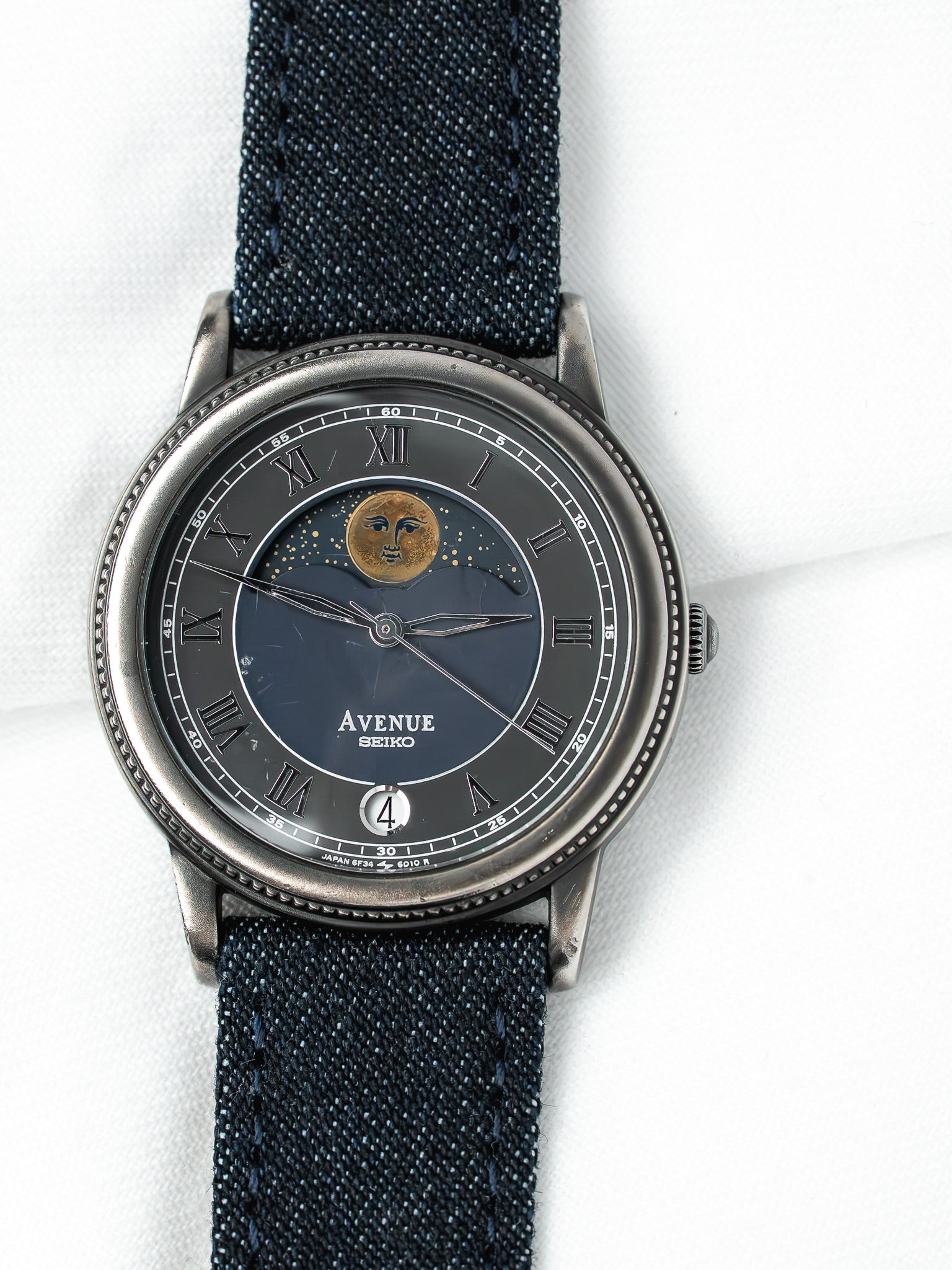 Часы Seiko Avenue — фаза луны, темно-синий циферблат (1988)