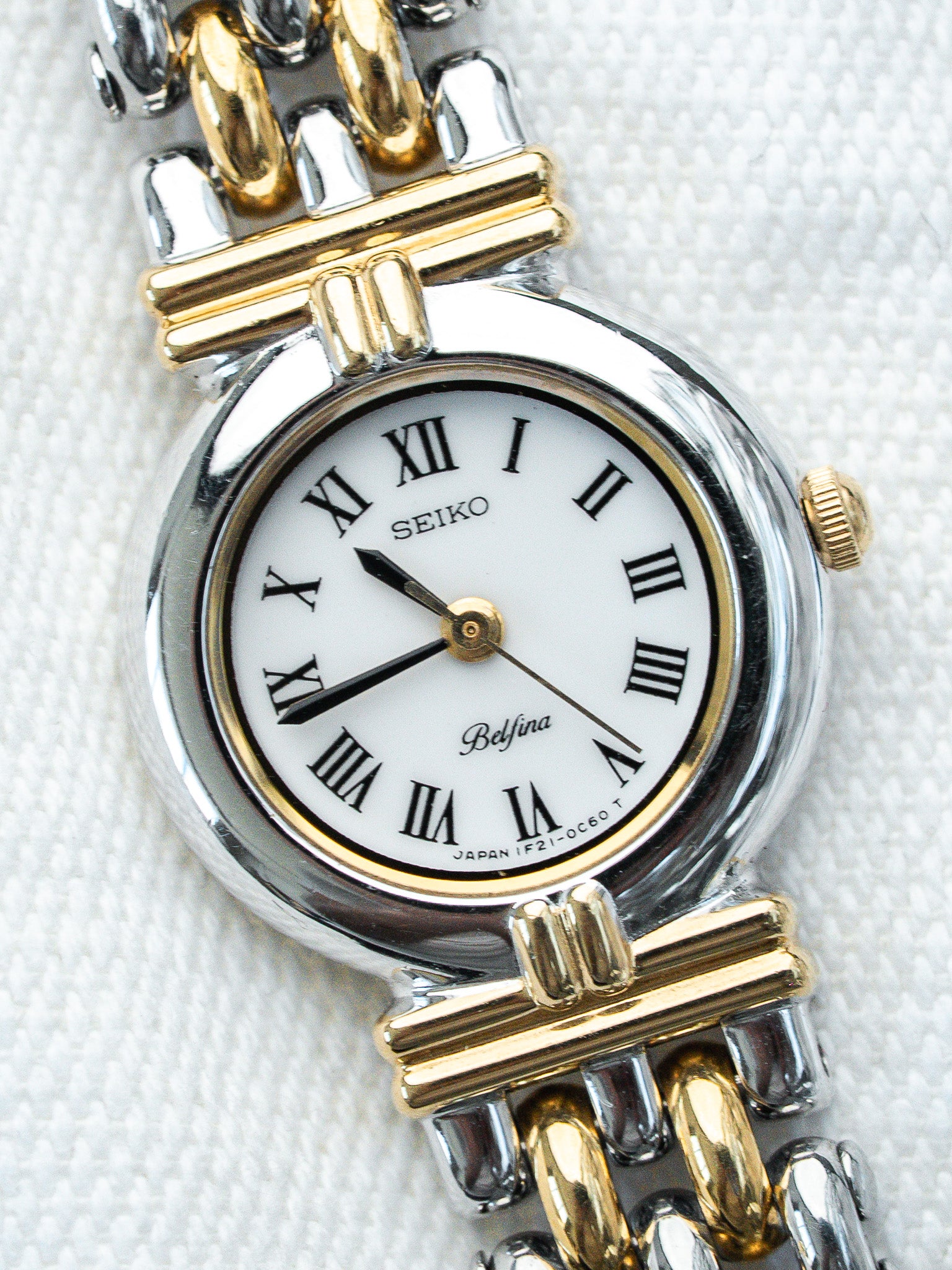Montre Seiko Belfina Vintage - Maille Acier Or Cornes Centrales (1989) - Atelier Victor