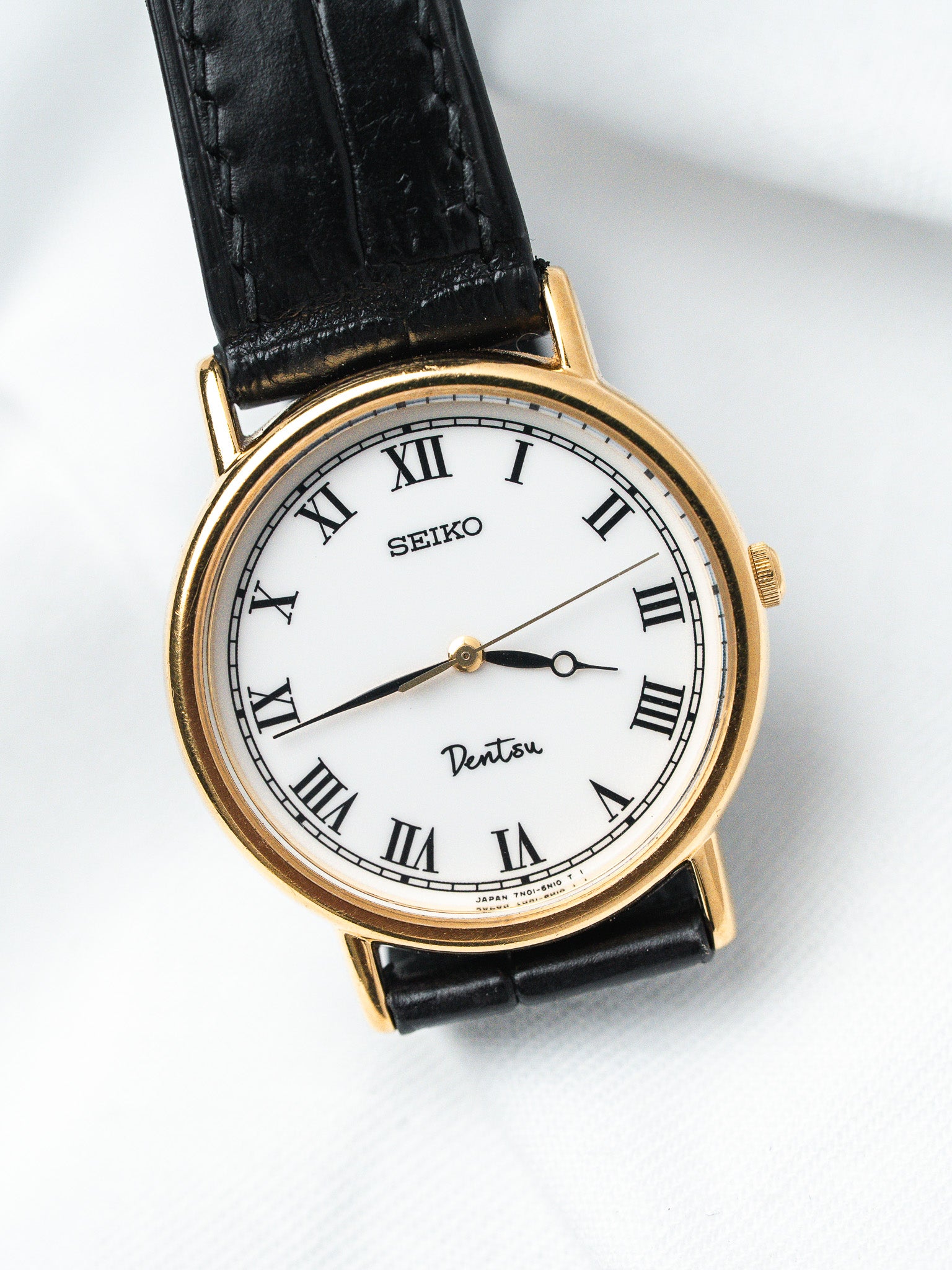 Montre Seiko Dentsu Plaquée Or — Cadran Romain Corporate (1995)