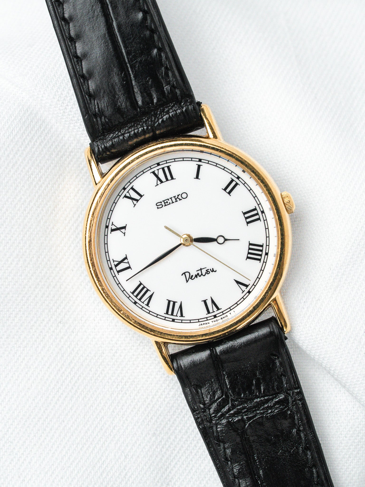 Montre Seiko Dentsu Plaquée Or — Cadran Romain Corporate (1995)