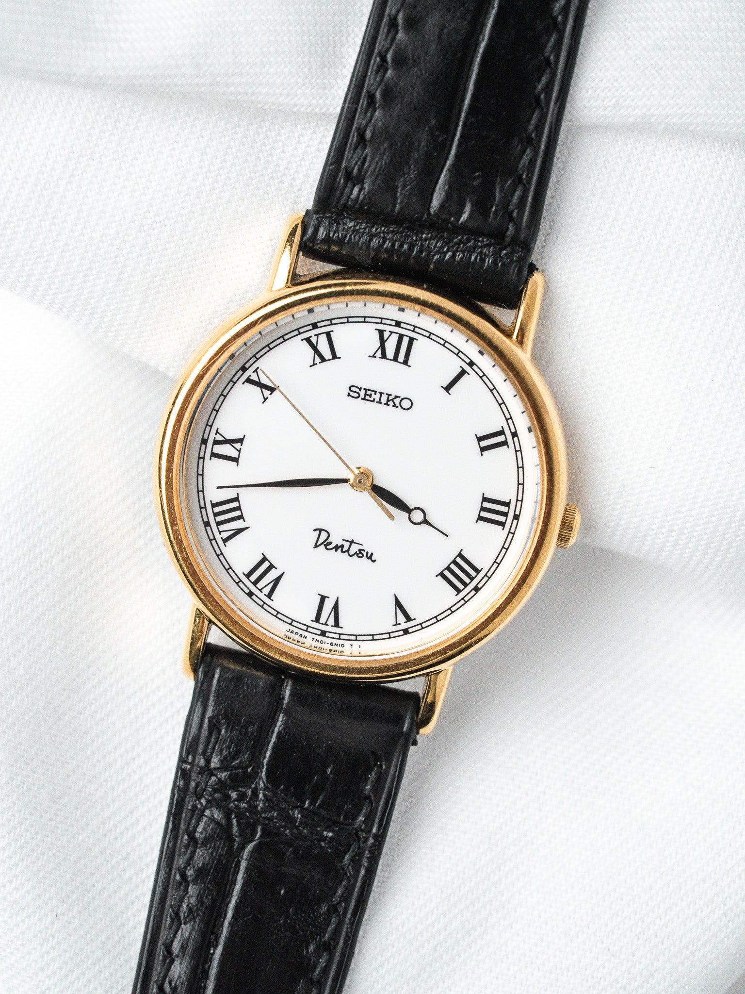 Montre Seiko Dentsu Plaquée Or — Cadran Romain Corporate (1995)
