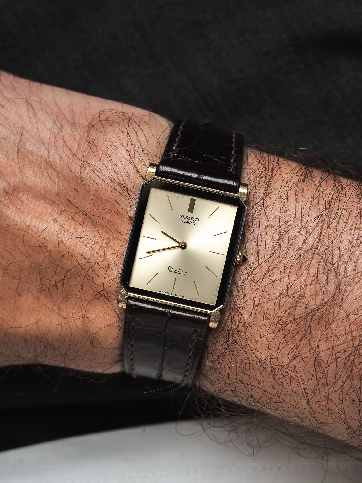 Montre Seiko Dolce 7730-5020 Bicolore — Tank Acier Poli (1979)