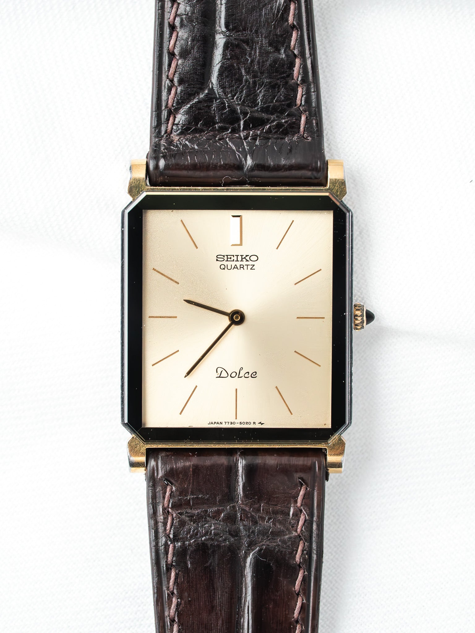Montre Seiko Dolce 7730-5020 Bicolore — Tank Acier Poli (1979)