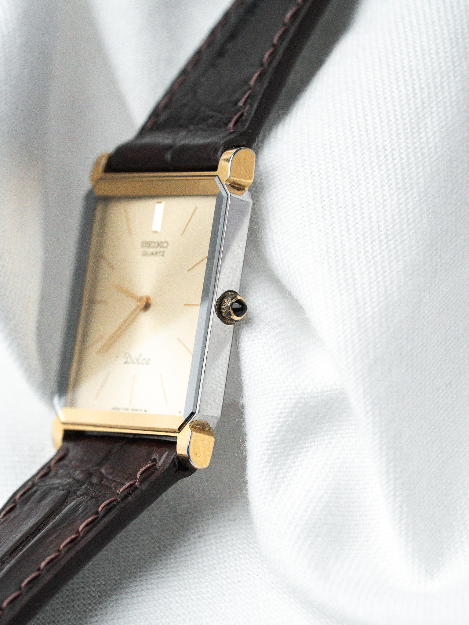 Montre Seiko Dolce 7730-5020 Bicolore — Tank Acier Poli (1979)