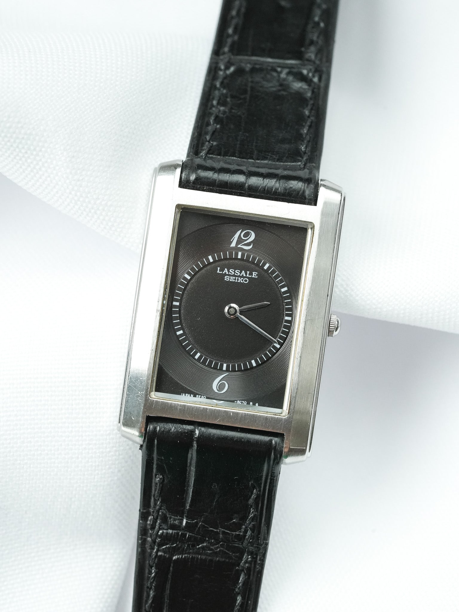 Винтажные часы Seiko Lassale — Tank из чернёной стали (1995)