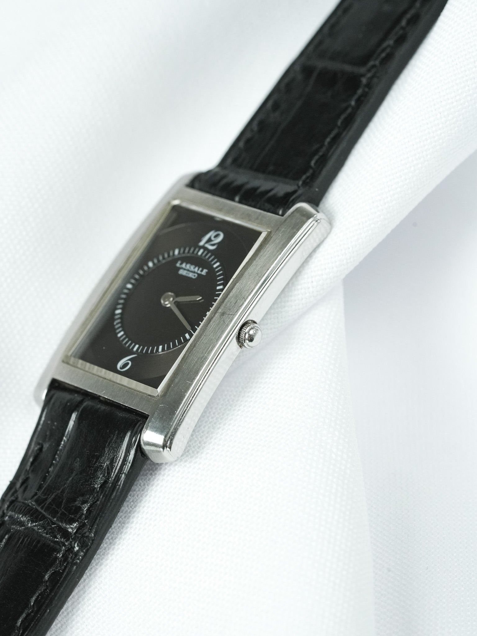 Винтажные часы Seiko Lassale — Tank из чернёной стали (1995)