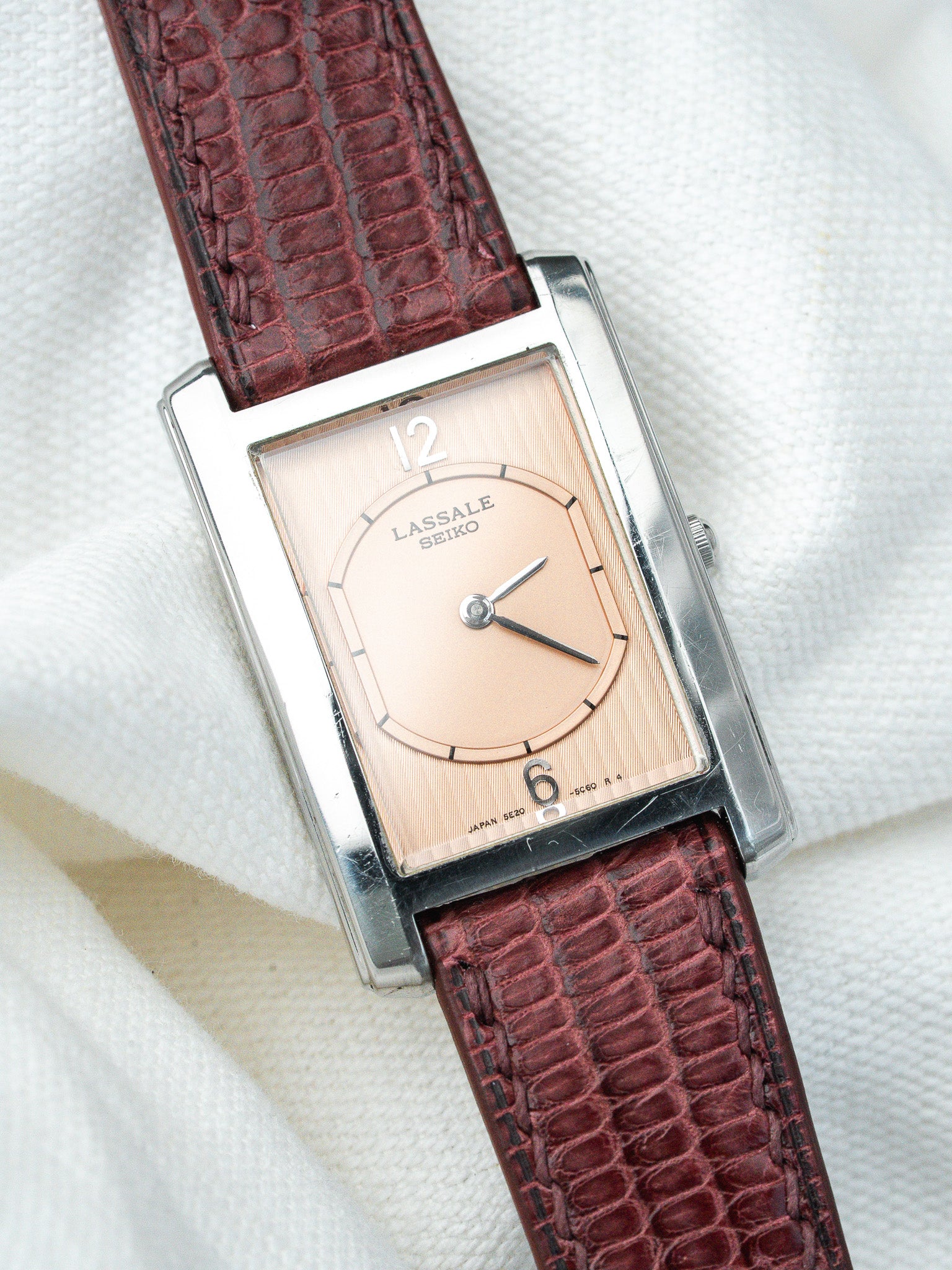 Montre Seiko Lassale Vintage - Tank Saumon Tapisserie (1996) - Atelier Victor
