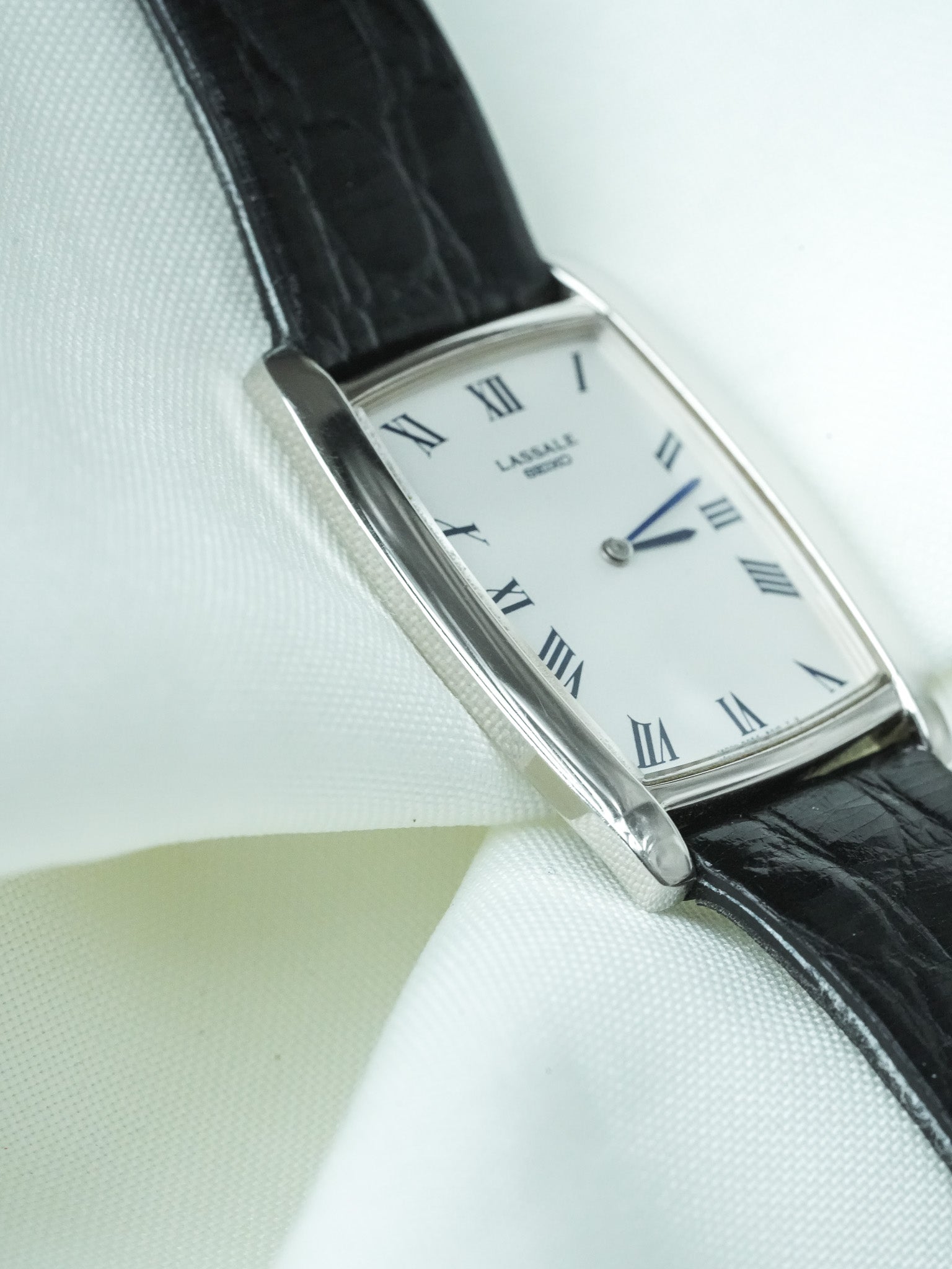 Montre Seiko Lassale Vintage - Tonneau Acier Index Bleu (1985) - Atelier Victor