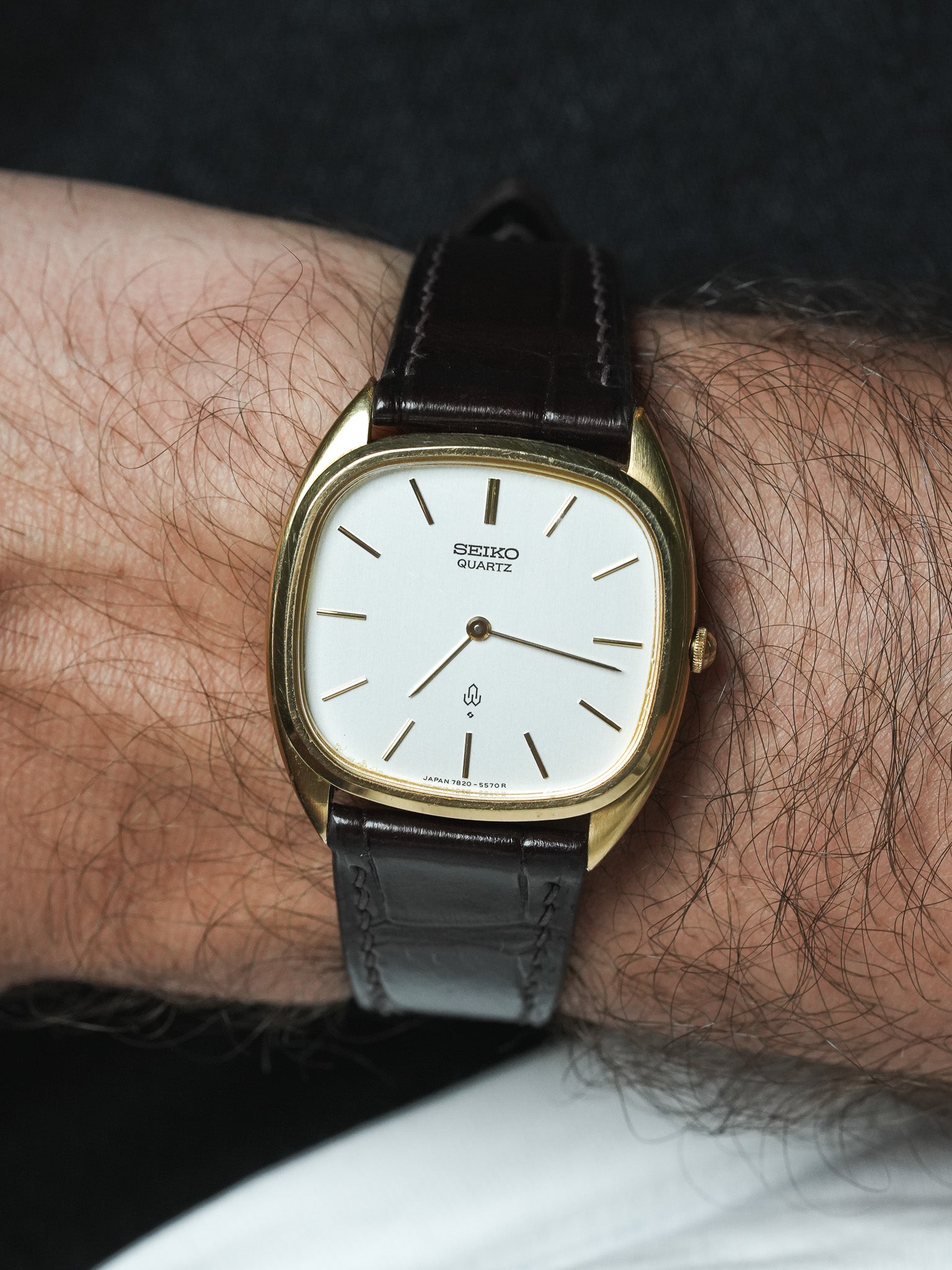 Винтажные часы Seiko Lassale — Tonneau XL с золотым покрытием, цвет шампань (1979)