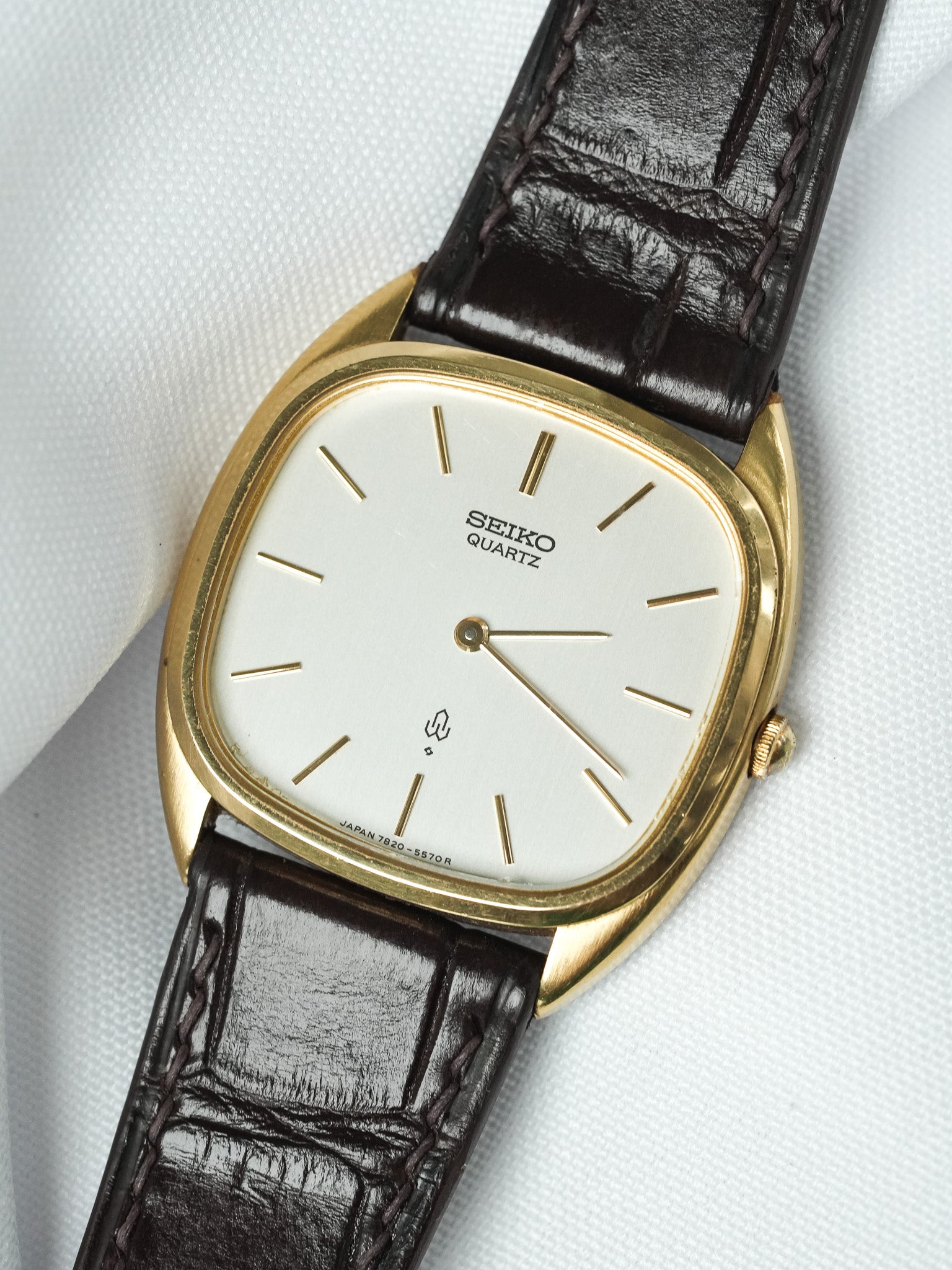 Винтажные часы Seiko Lassale — Tonneau XL с золотым покрытием, цвет шампань (1979)
