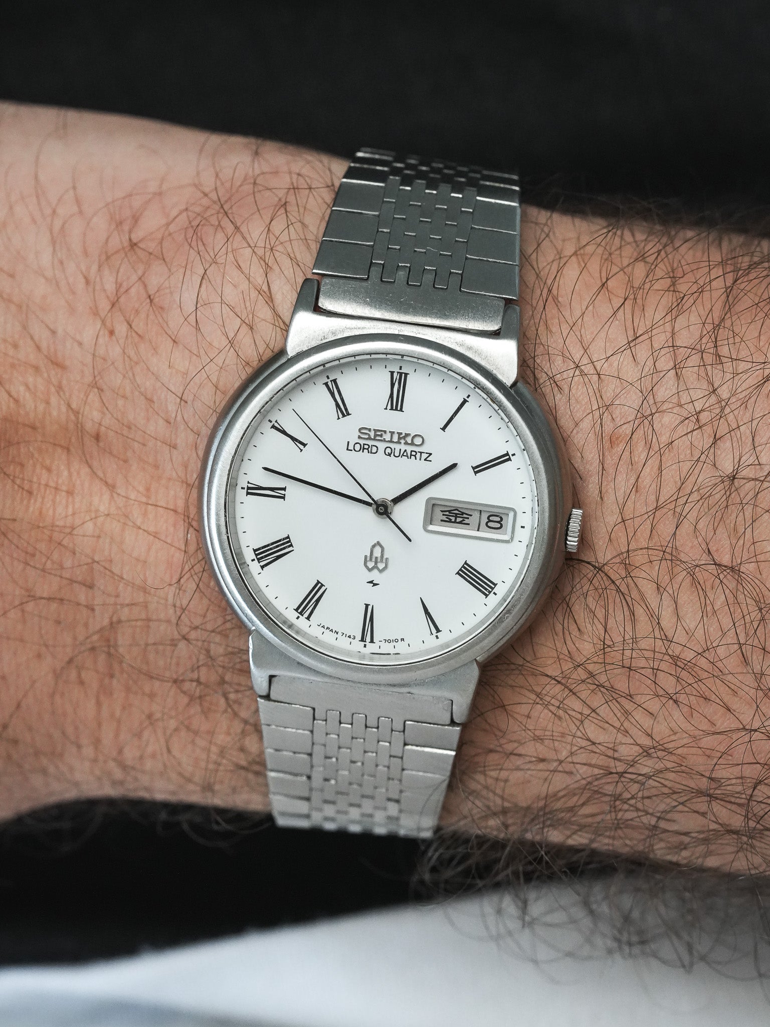 Montre Seiko Lord Quartz Vintage - Daydate Kanji Acier Romain (1979) - Atelier Victor