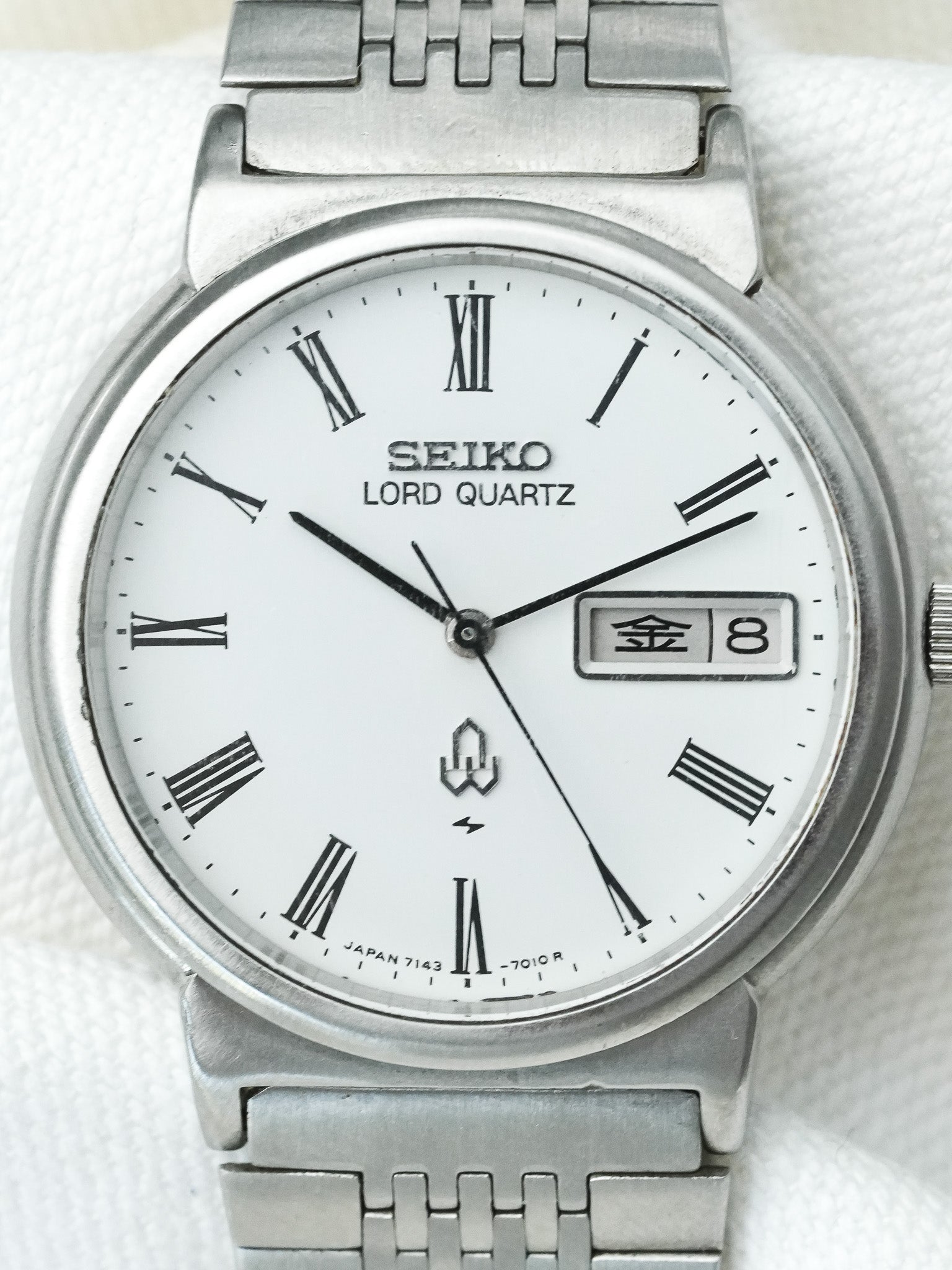 Montre Seiko Lord Quartz Vintage - Daydate Kanji Acier Romain (1979) - Atelier Victor