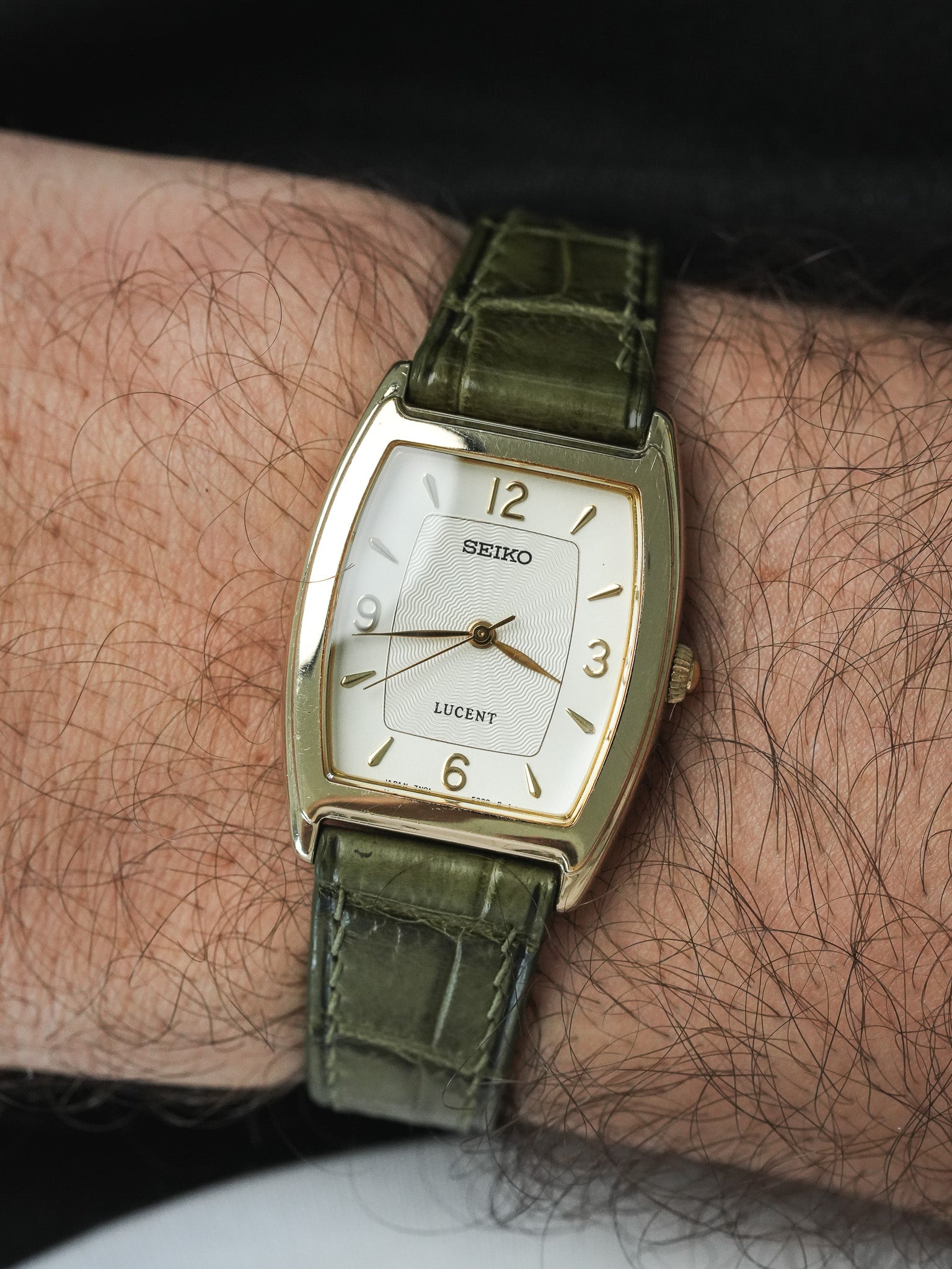 Montre Seiko Lucent Vintage - Tonneau Or Guilloché (1997) - Atelier Victor