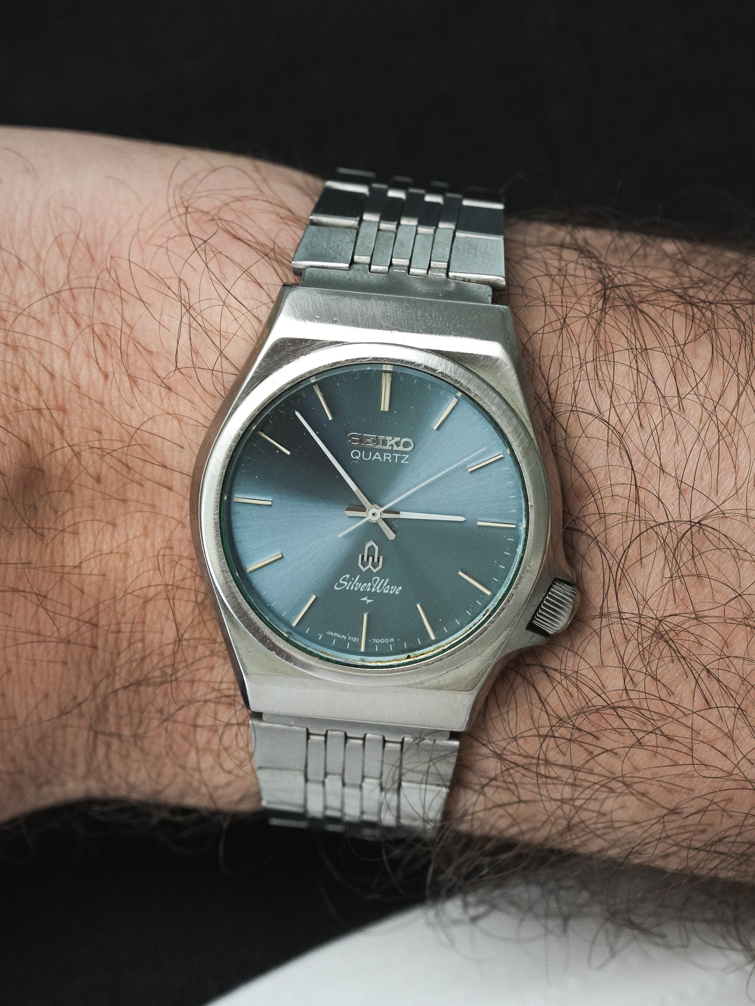 Montre Seiko Silverwave Vintage - Acier Bleu Ensoleillé (1979) - Atelier Victor