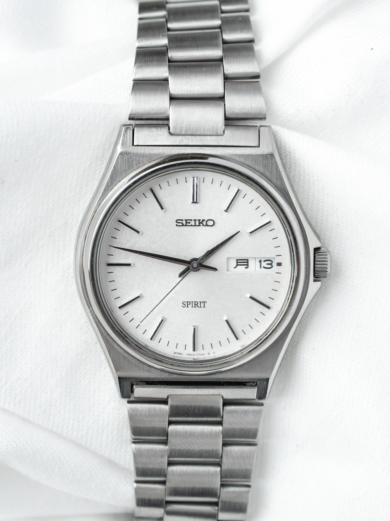 Montre Seiko Spirit 7N43-7180 Acier — Jour Kanji Date (2000s)