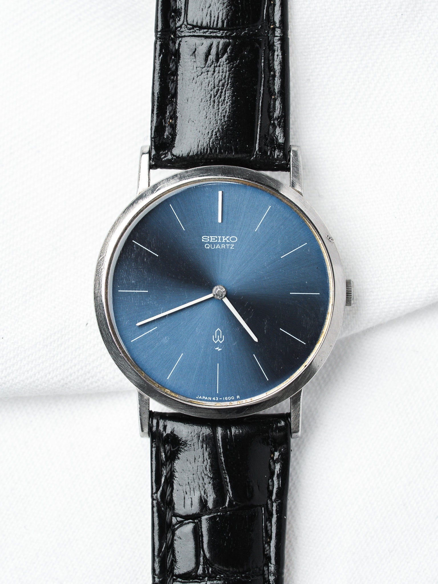 Orologio Seiko SQ Vintage in acciaio — quadrante blu soleil (1979)