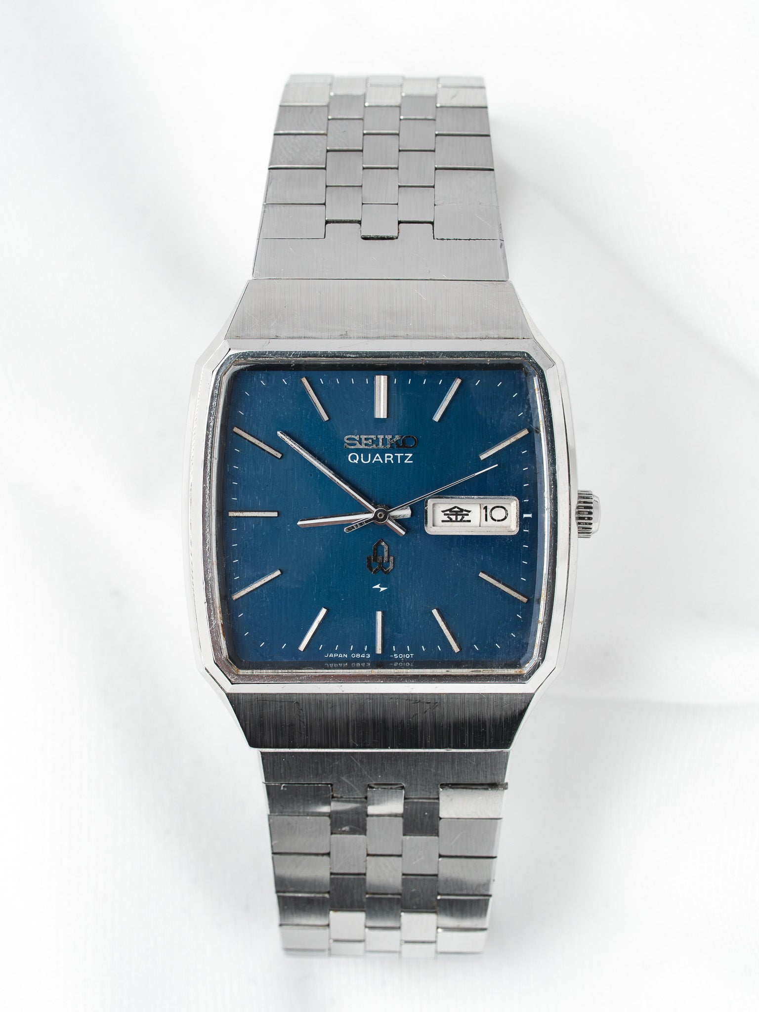 ساعة Seiko Type II فينتاج من الفولاذ — TV قرص أزرق (1970s)