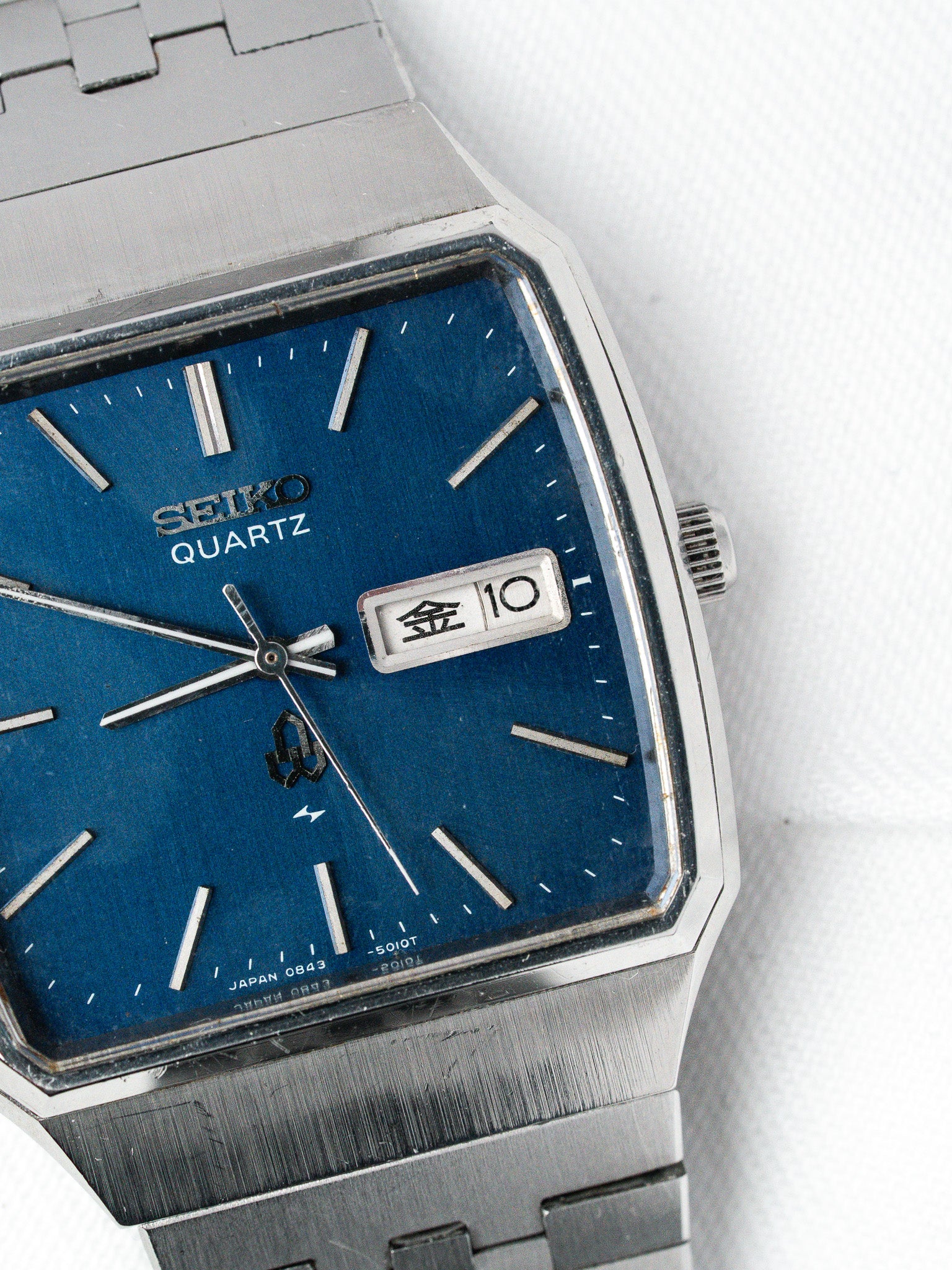ساعة Seiko Type II فينتاج من الفولاذ — TV قرص أزرق (1970s)