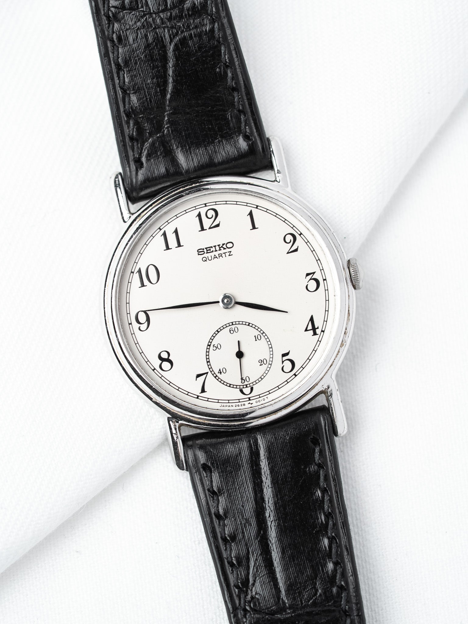 Винтажные часы Seiko из стали — малая секундная стрелка, белый циферблат (1983)